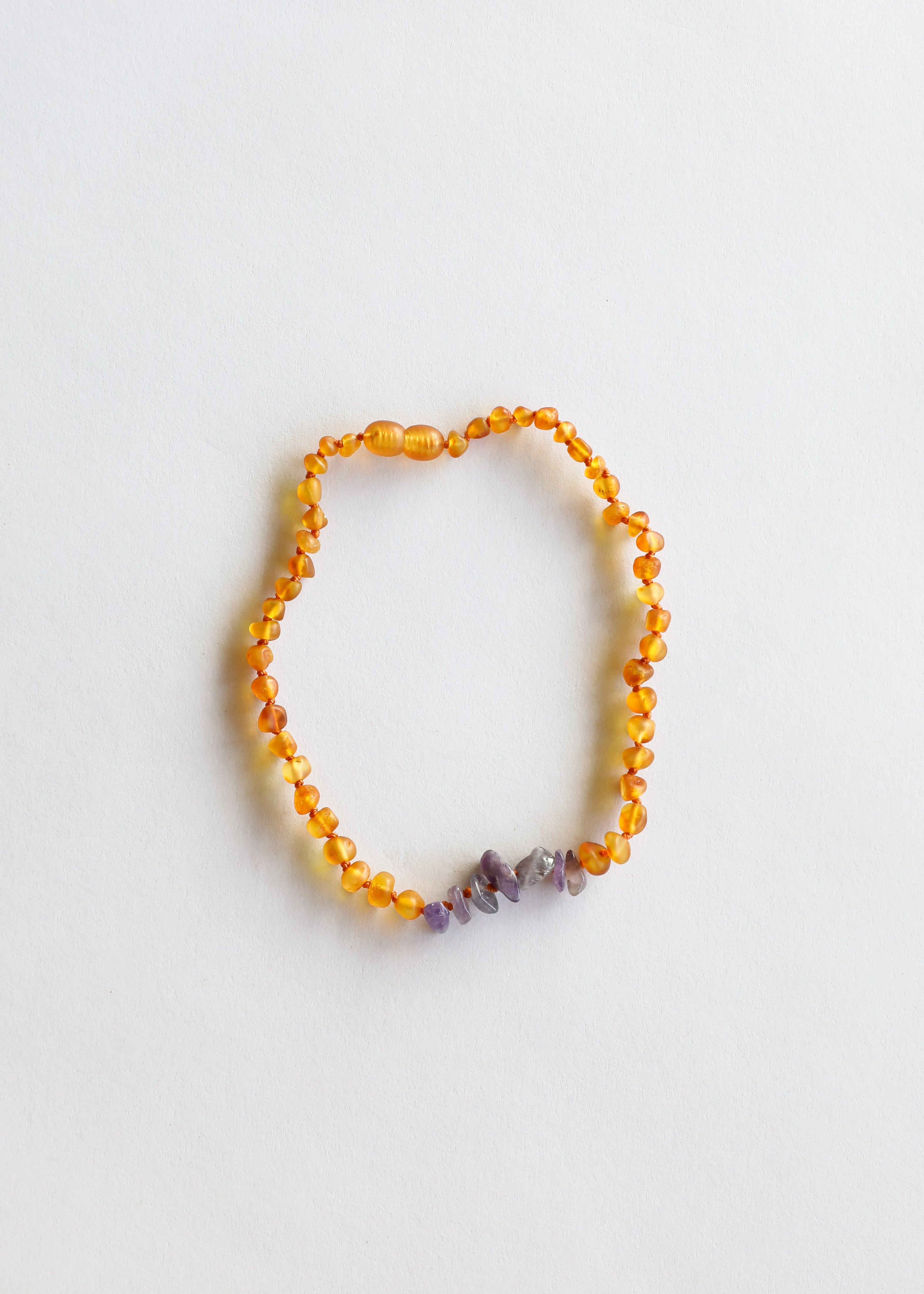 CanyonLeaf Raw Honey Baltic Amber + Raw Amethyst || Necklace