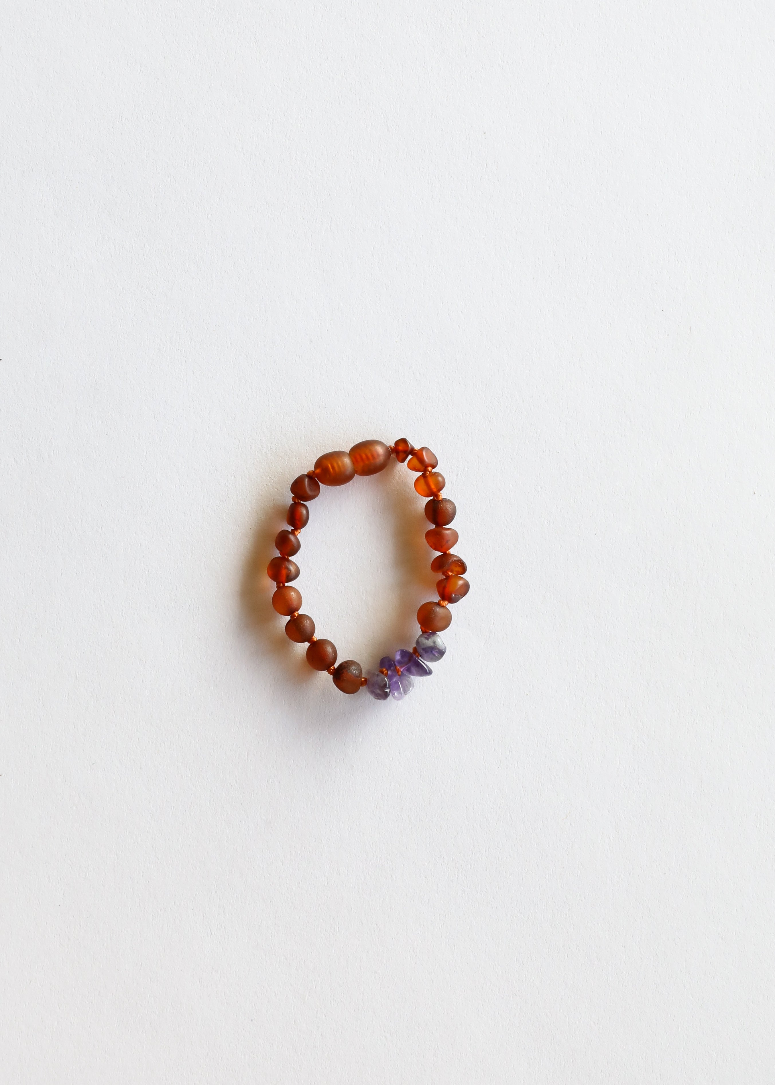 CanyonLeaf Raw Cognac Baltic Amber + Raw Amethyst || Anklet or Bracelet