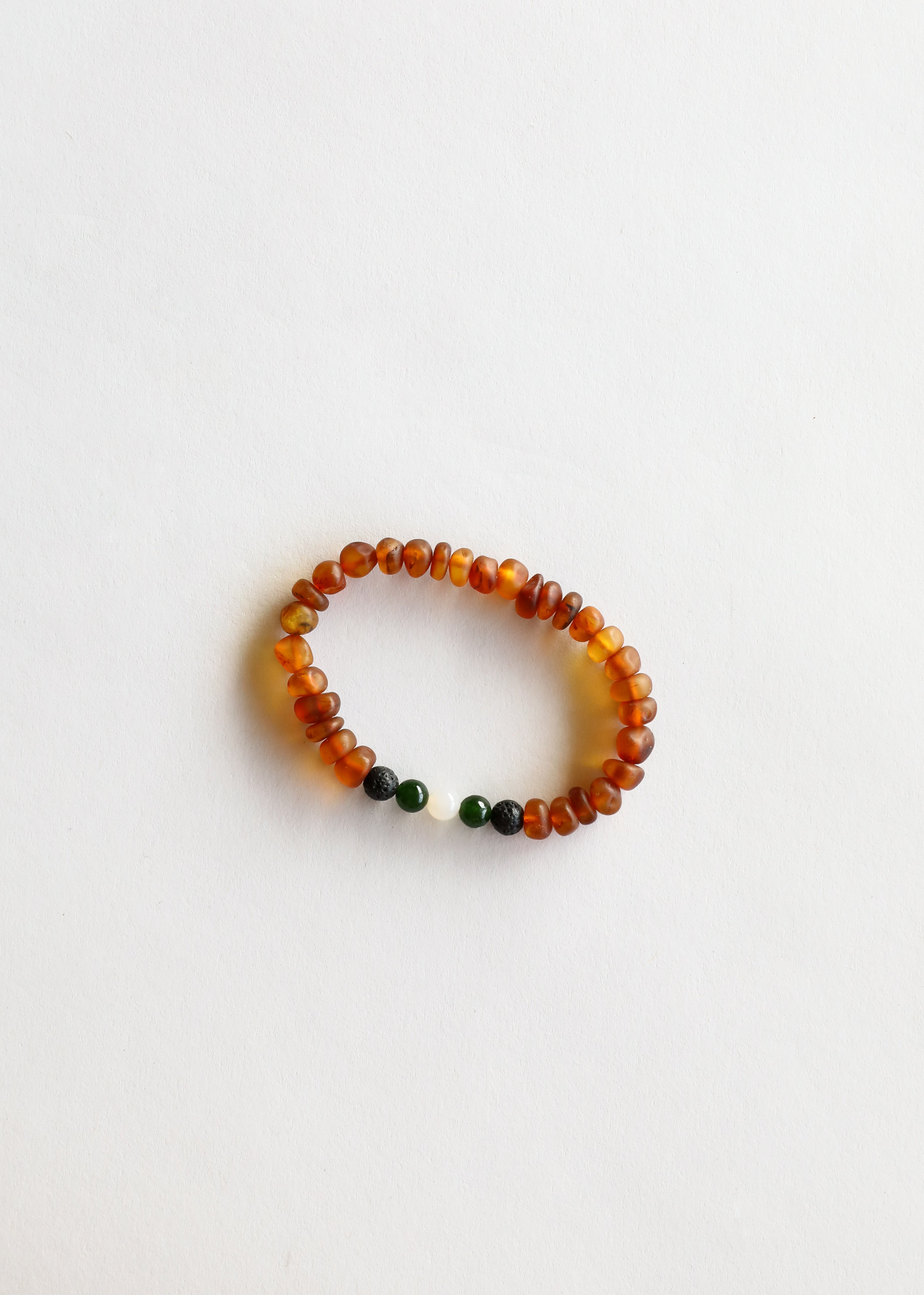 CanyonLeaf Raw Cognac Baltic Amber || Lava + Jade + Agate || Adult Bracelet