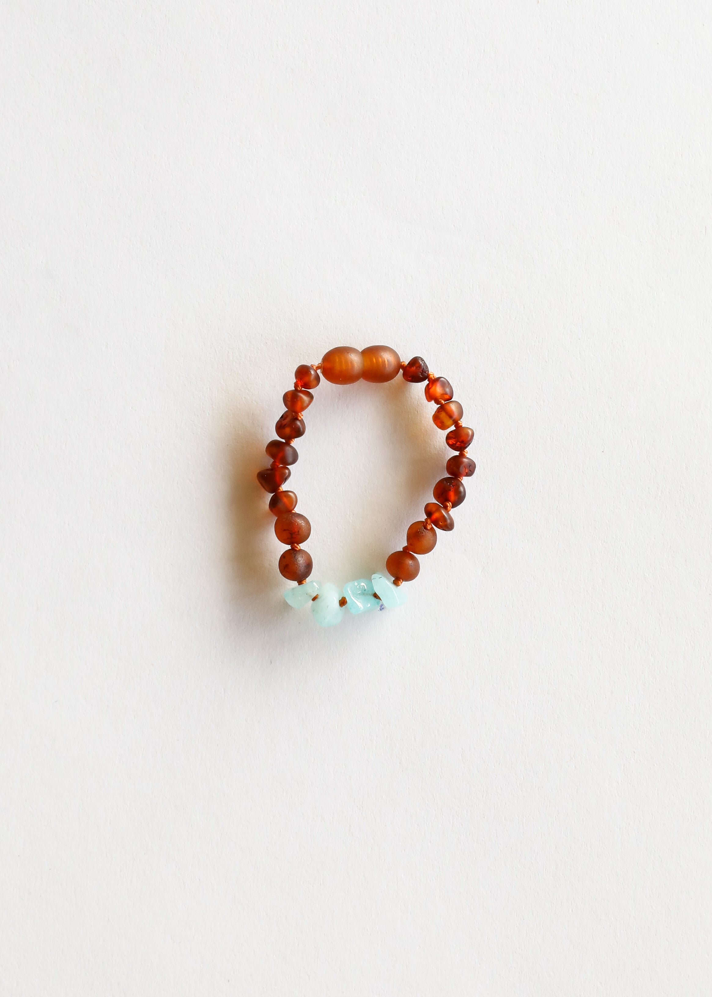 CanyonLeaf Raw Cognac Baltic Amber + Aquamarine  || Anklet or Bracelet