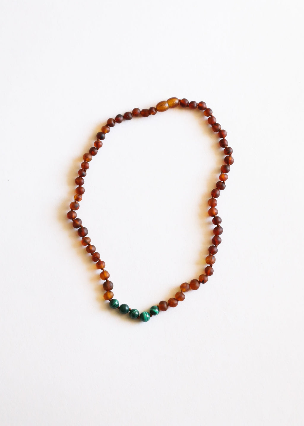 CanyonLeaf Raw Cognac Baltic Amber + Malachite || Necklace