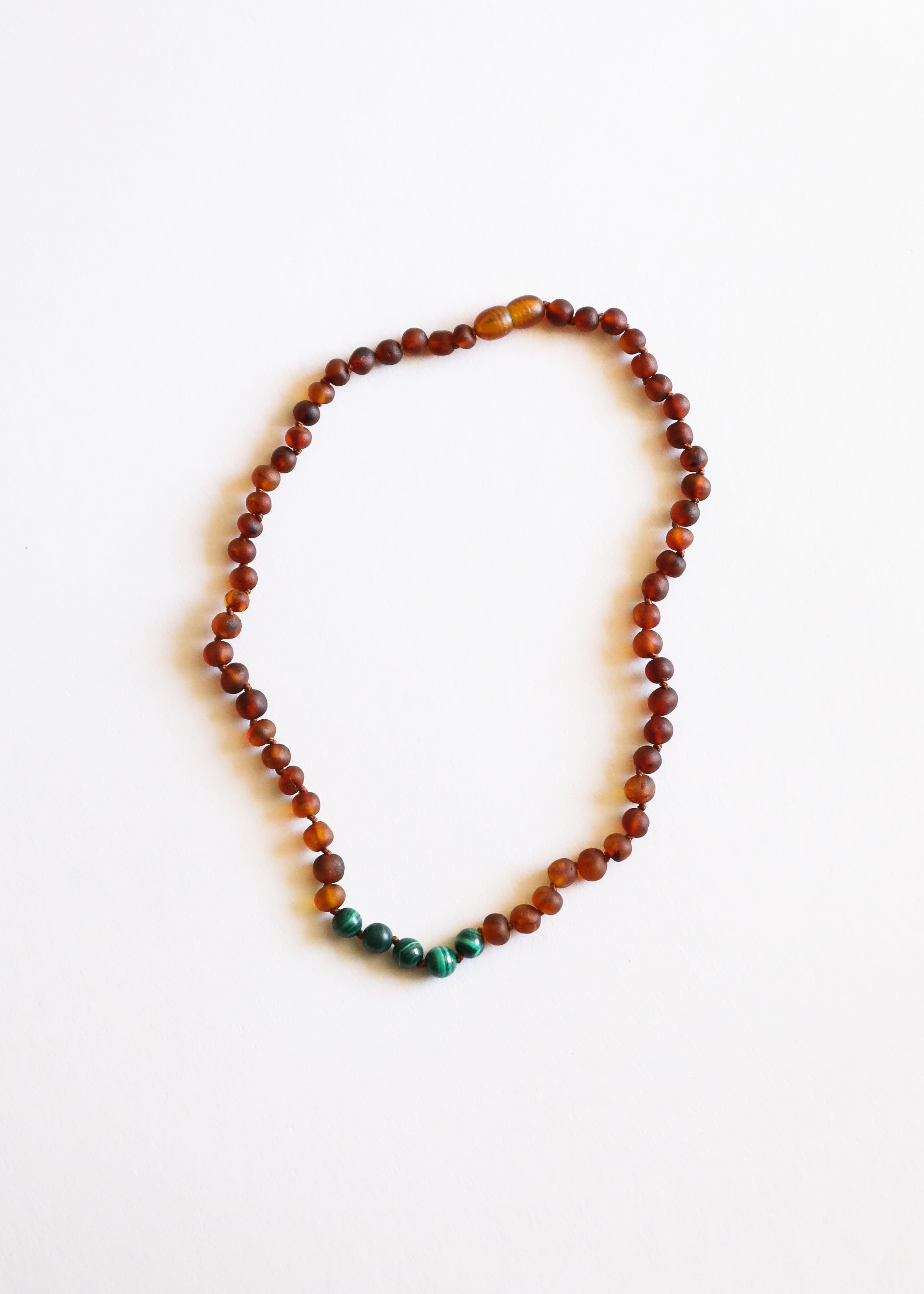 CanyonLeaf Raw Cognac Baltic Amber + Malachite || Necklace