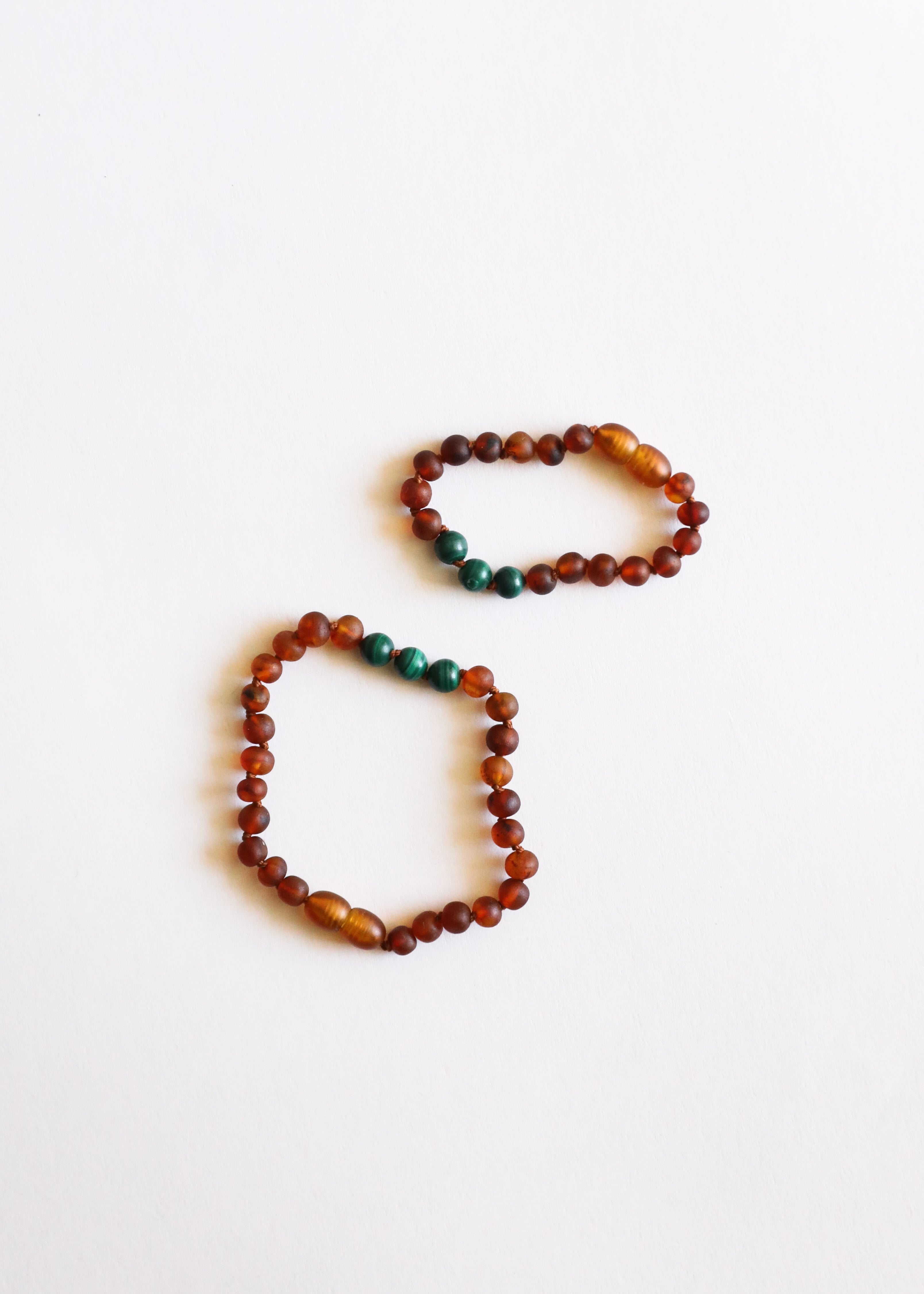 CanyonLeaf Raw Cognac Baltic Amber + Malachite || Anklet or Bracelet