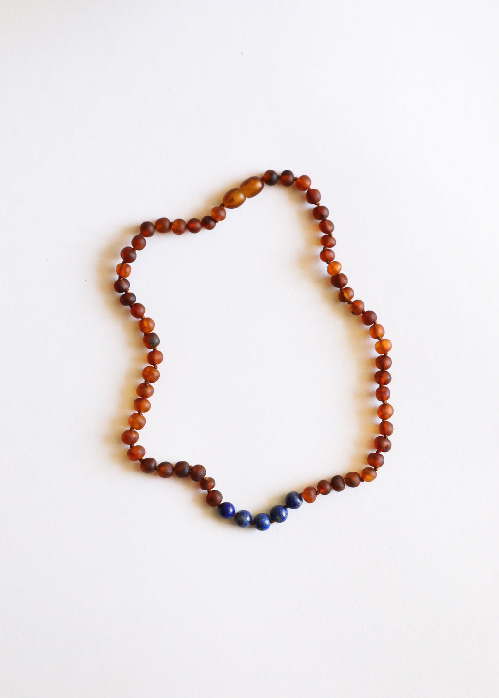 CanyonLeaf Raw Cognac Baltic Amber + Lapis Stone Necklace