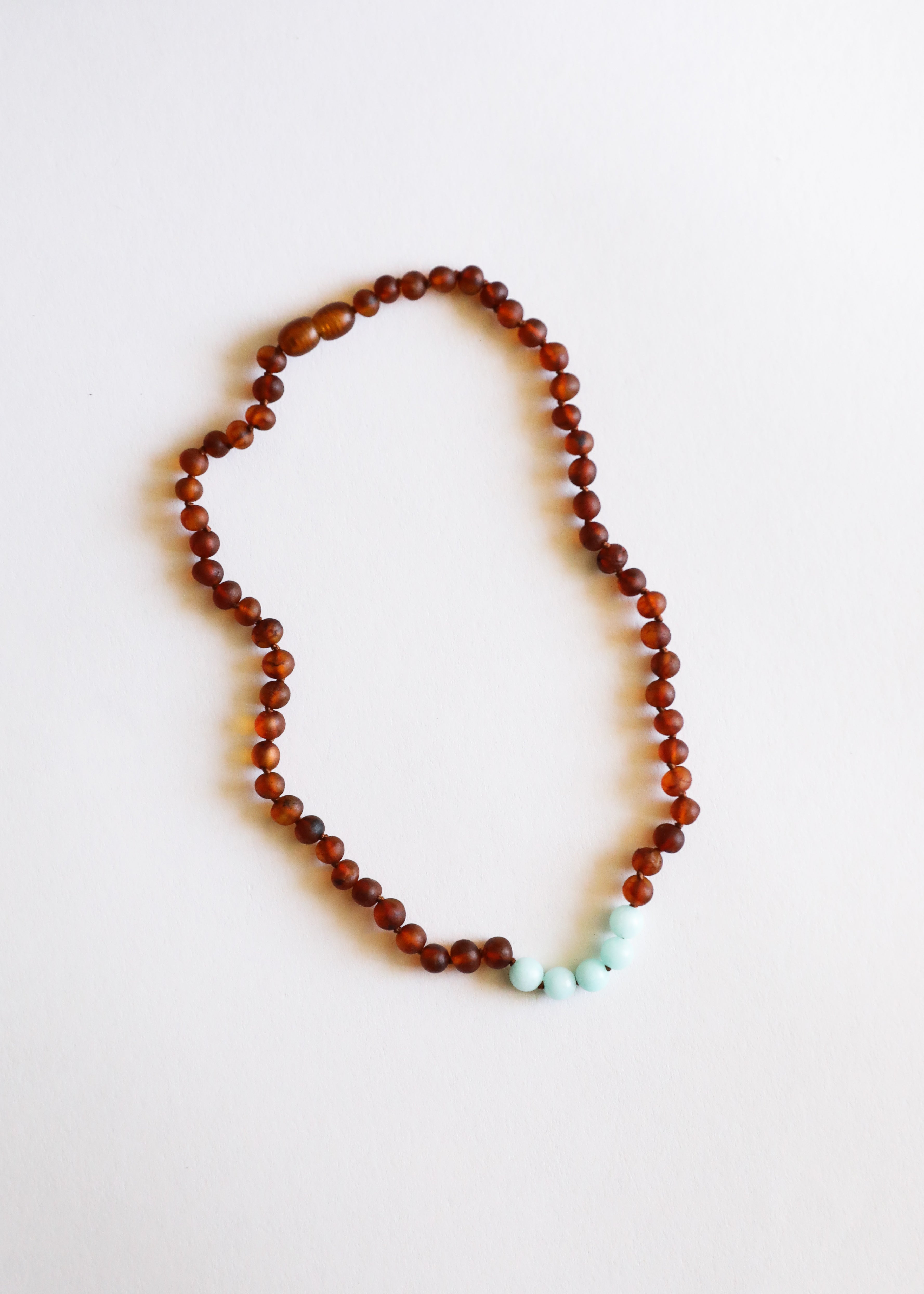 CanyonLeaf Raw Cognac Baltic Amber + Amazonite || Necklace