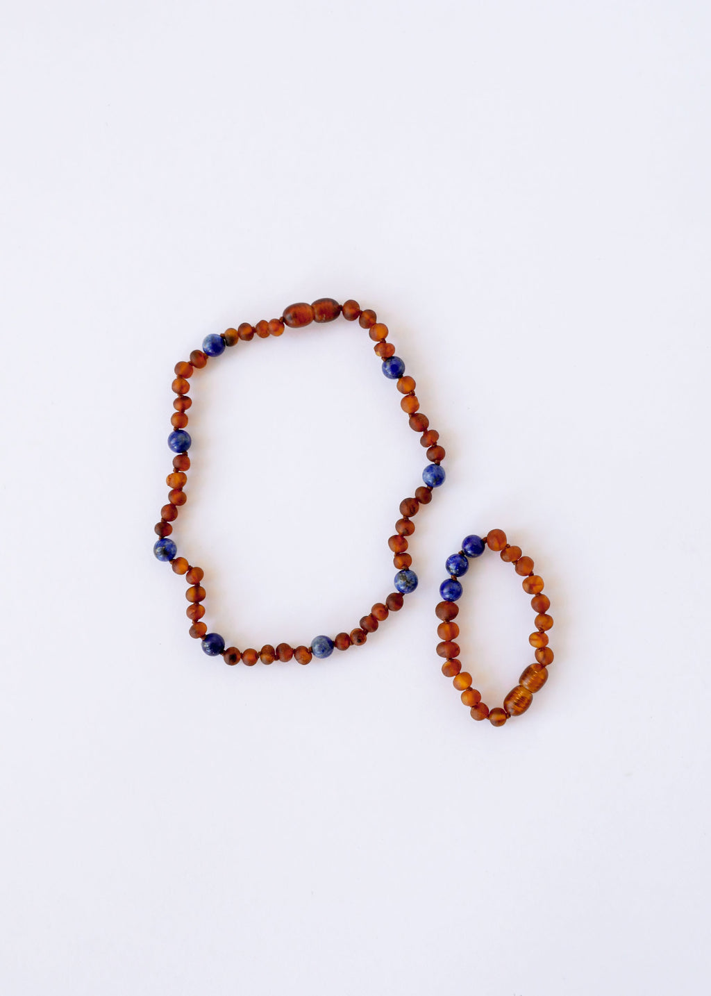 CanyonLeaf Raw Cognac Baltic Amber + Lapis Lazuli || Halo Necklace ||