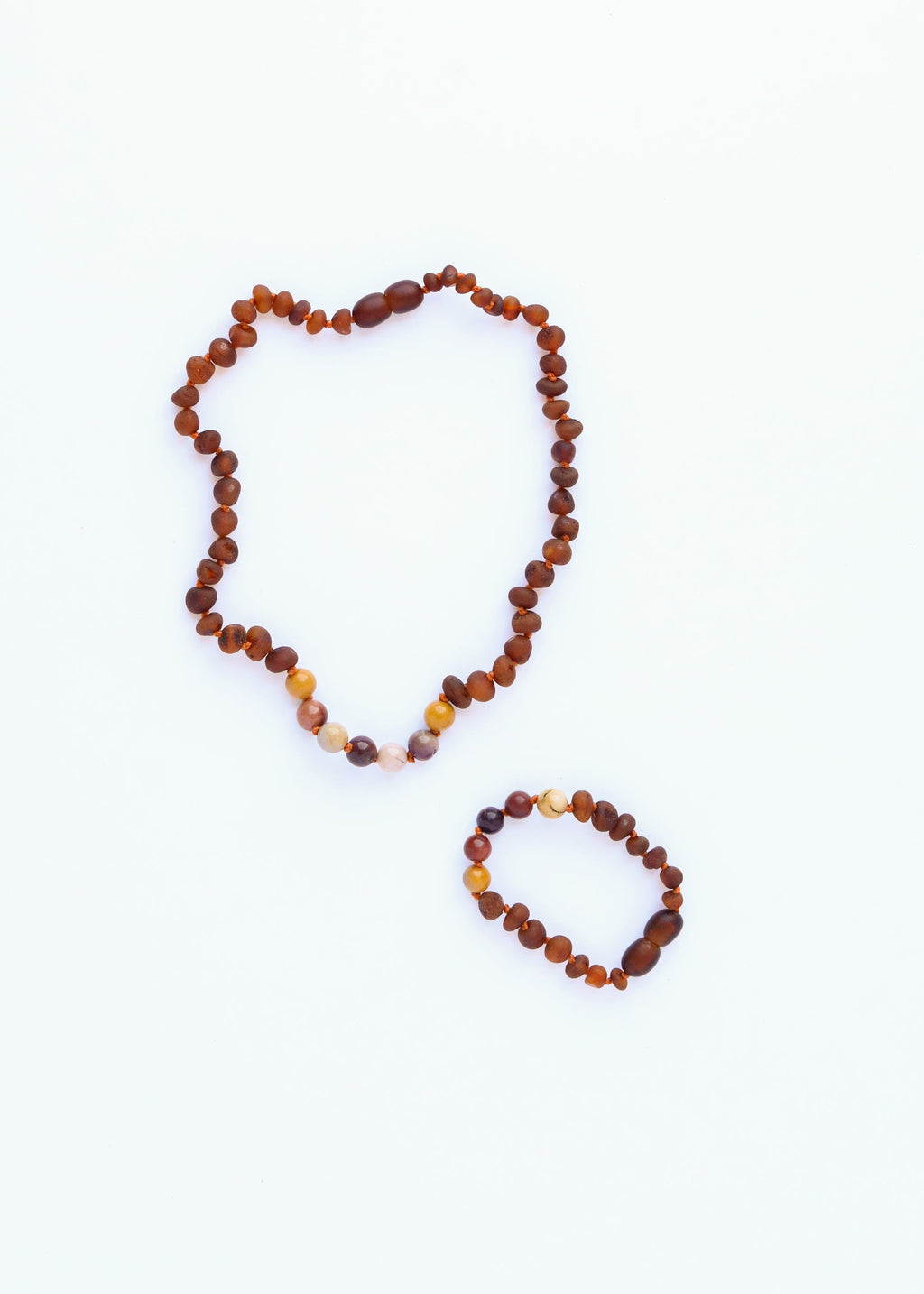 CanyonLeaf Raw Cognac Baltic Amber + Mookaite Jasper || Necklace