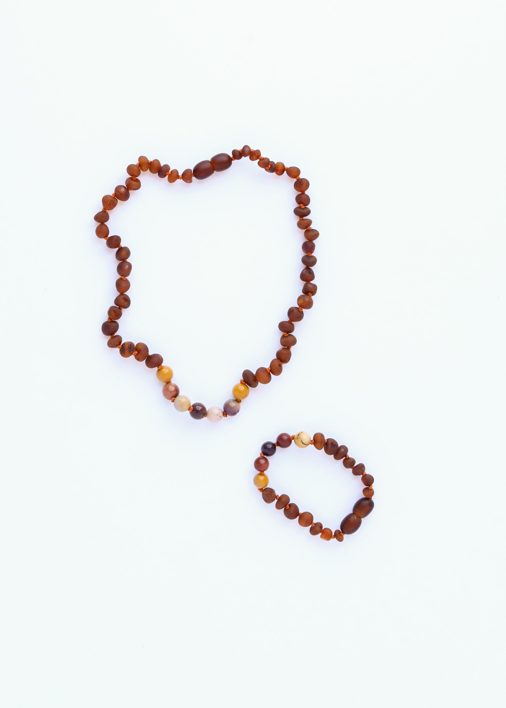 CanyonLeaf Raw Cognac Baltic Amber + Mookaite Jasper || Necklace