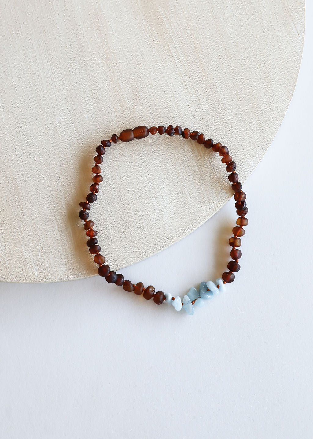 CanyonLeaf Raw Cognac Baltic Amber + Aquamarine || Necklace