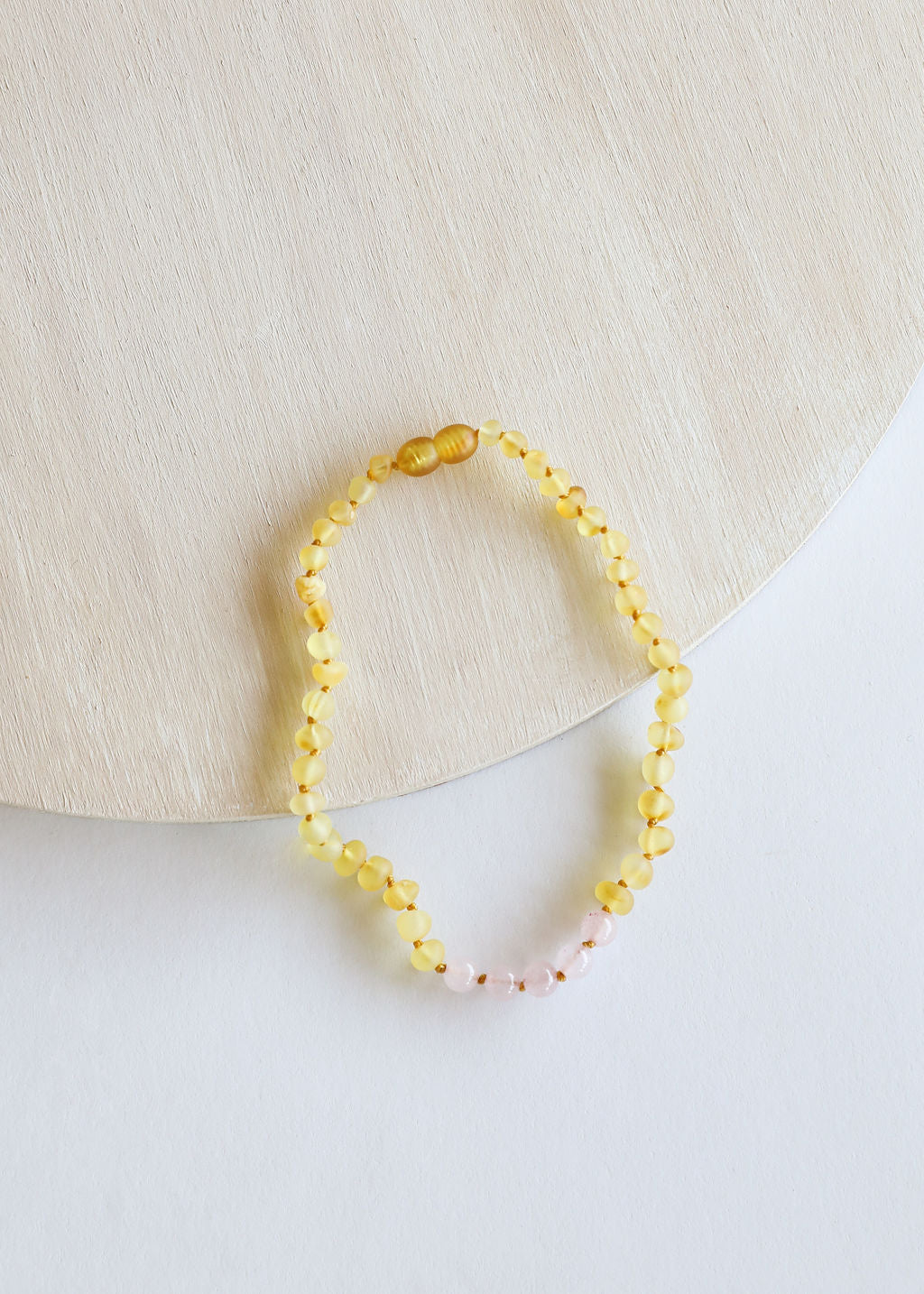 CanyonLeaf Raw Honey Baltic Amber + Rose Quartz || Necklace