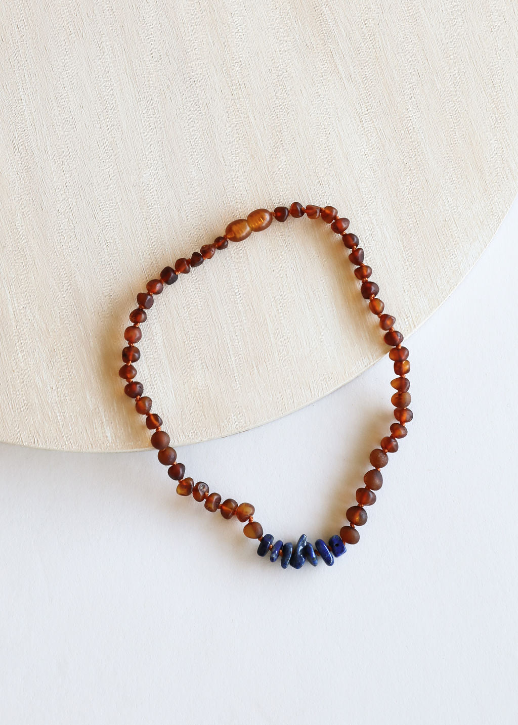 CanyonLeaf Raw Cognac Baltic Amber + Raw Lapis || Necklace