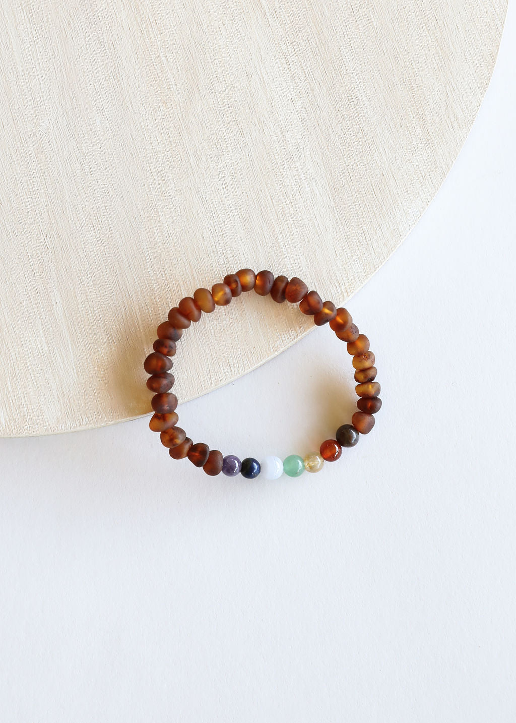 CanyonLeaf Raw Cognac Baltic Amber + CHAKRA Crystals || Adult Bracelet