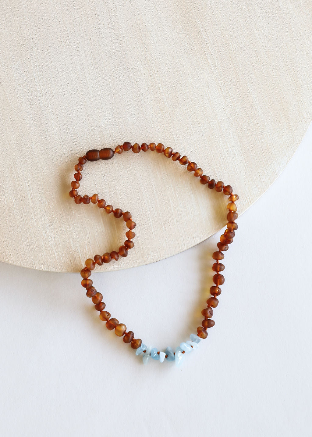 CanyonLeaf Raw Cognac Baltic Amber + Aquamarine || Necklace