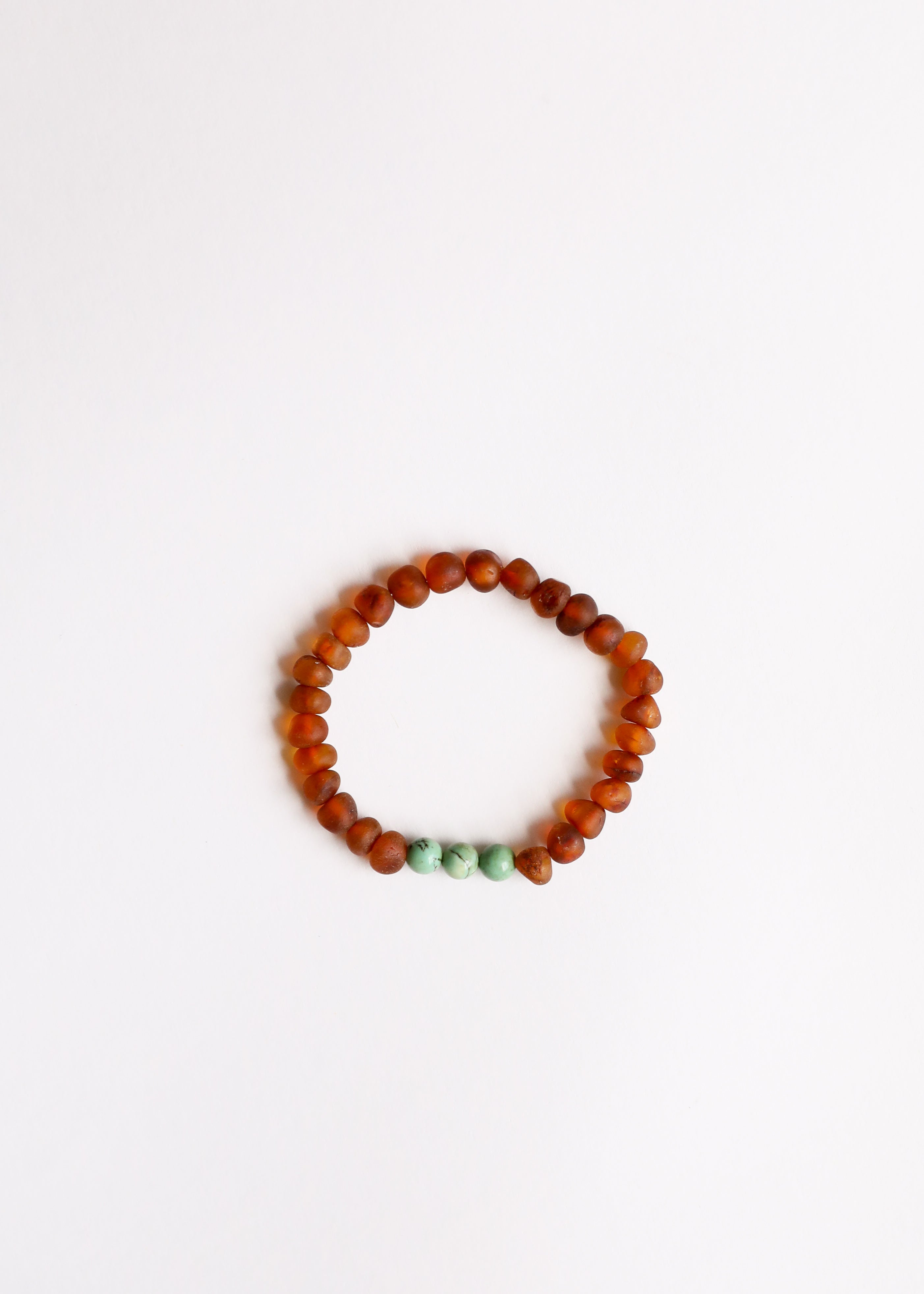 CanyonLeaf Raw Cognac Baltic Amber + Turquoise Jasper || Adult Bracelet