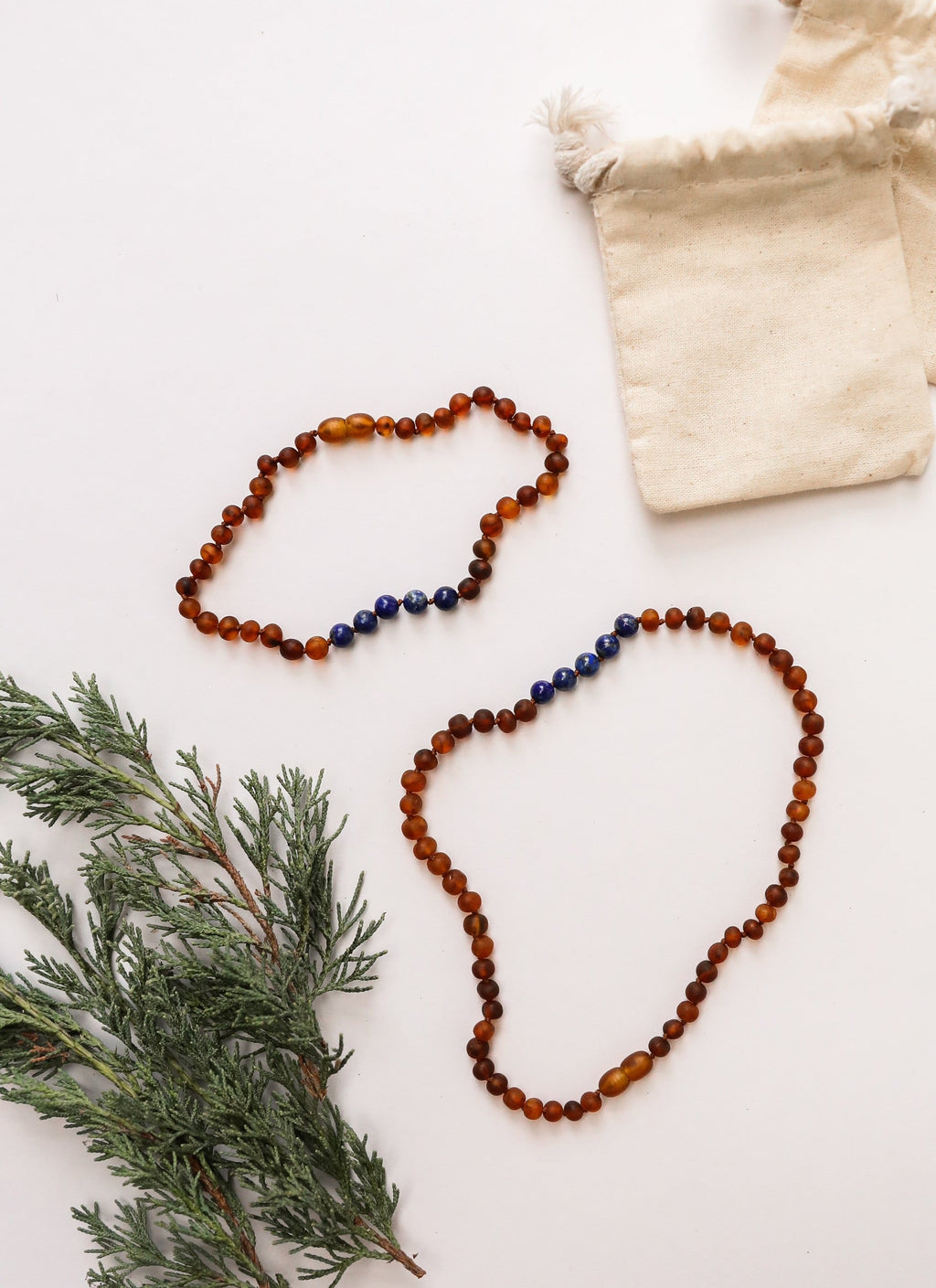 CanyonLeaf Raw Cognac Baltic Amber + Lapis || Necklace Set