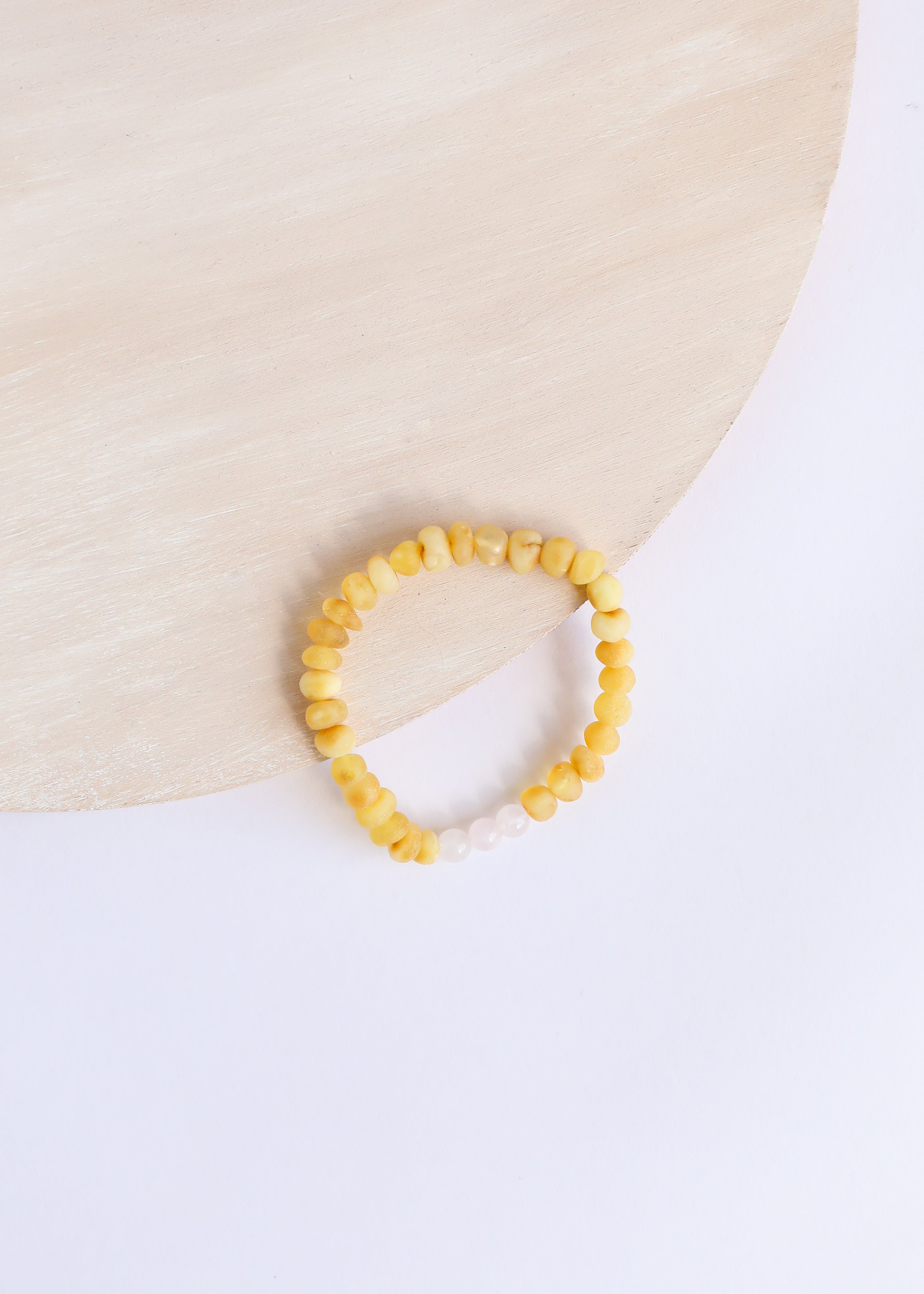 CanyonLeaf Raw Honey Baltic Amber + Rose Quartz || Adult Bracelet