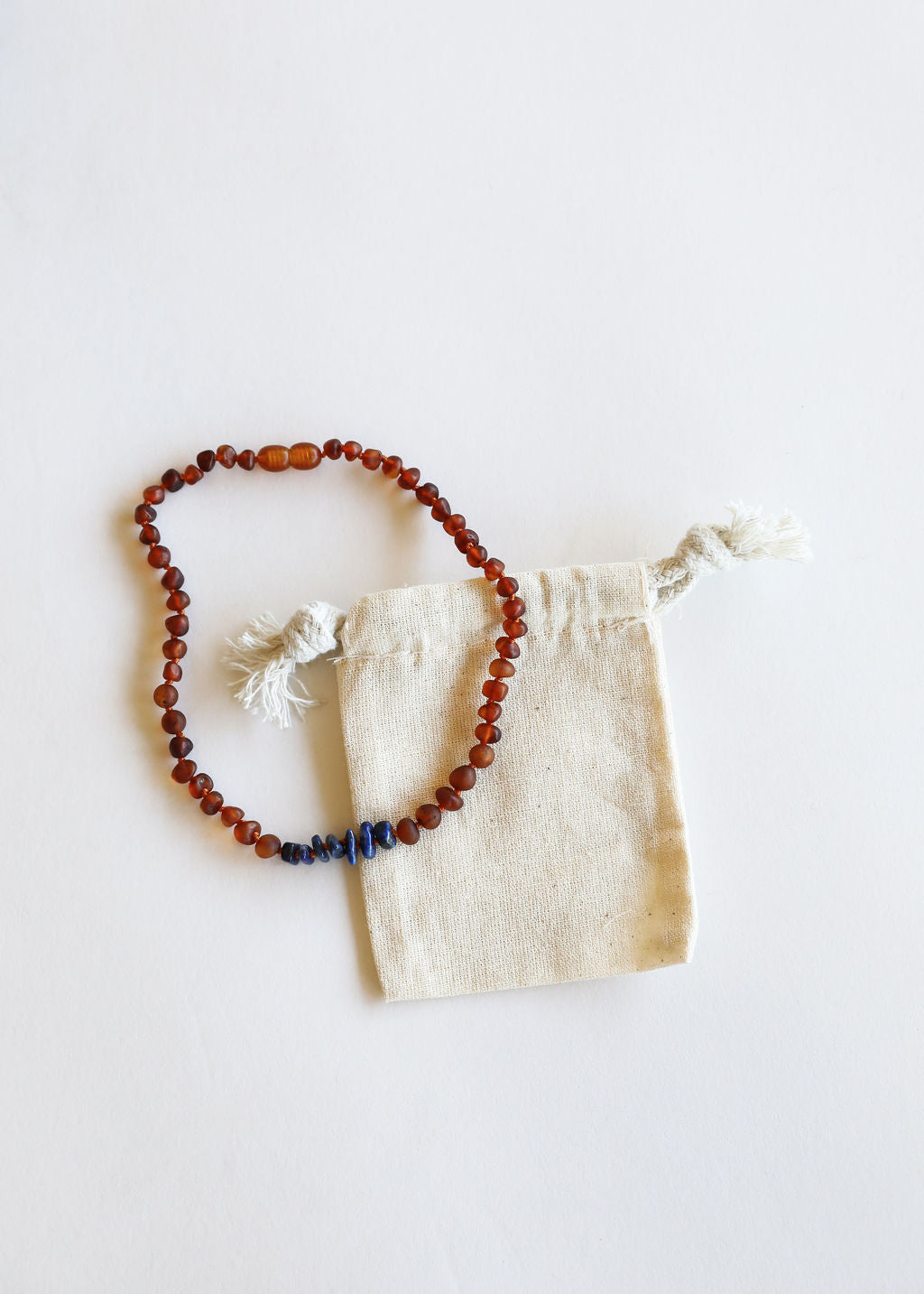 CanyonLeaf Raw Cognac Baltic Amber + Raw Lapis || Necklace