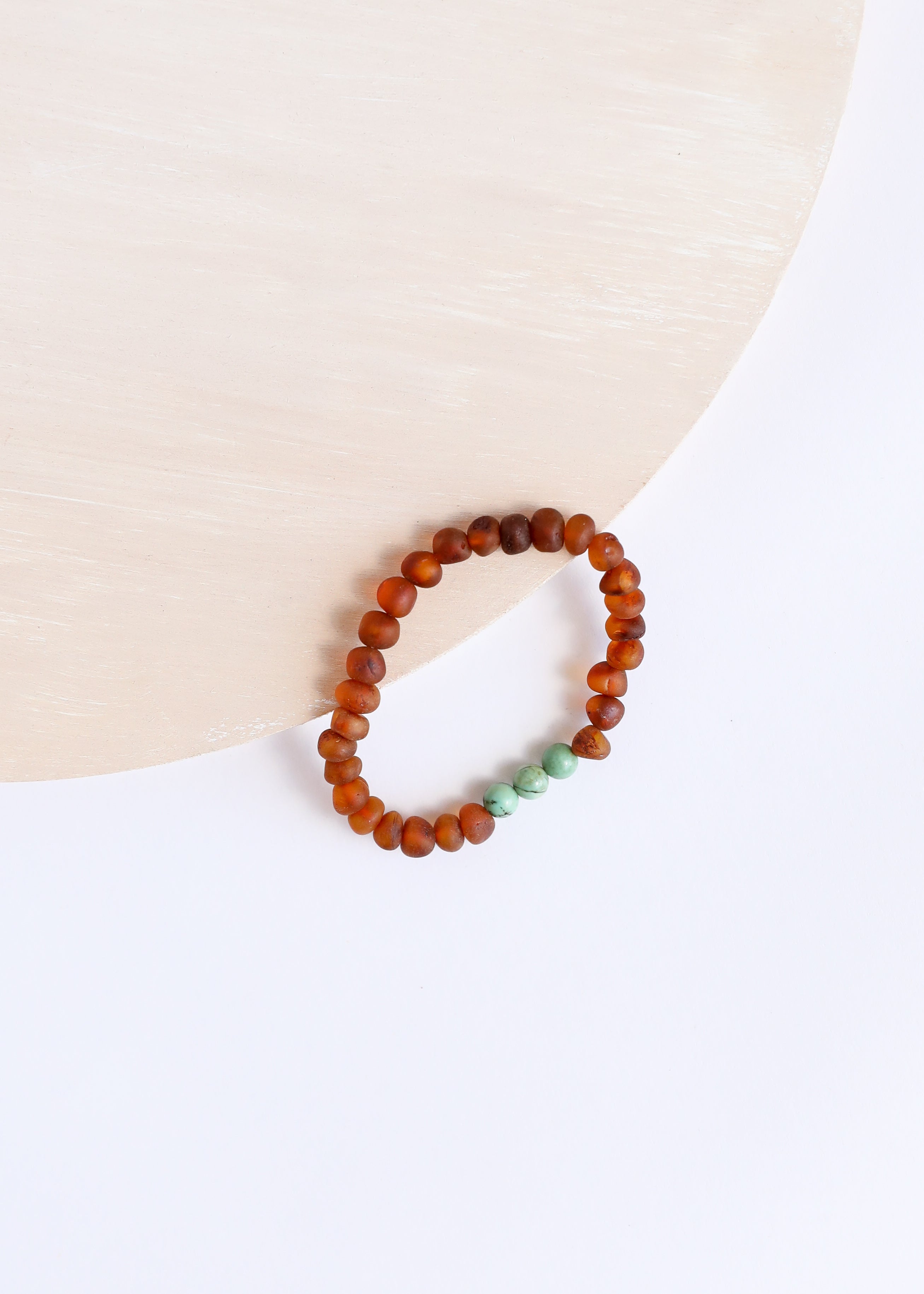 CanyonLeaf Raw Cognac Baltic Amber + Turquoise Jasper || Adult Bracelet