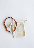 CanyonLeaf Raw Cognac Baltic Amber + Aquamarine || Necklace