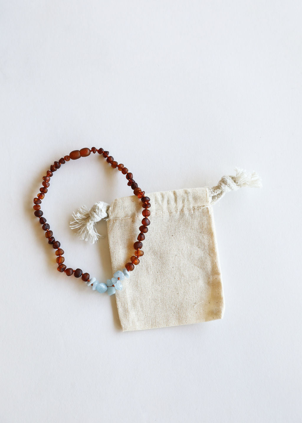 CanyonLeaf Raw Cognac Baltic Amber + Aquamarine || Necklace