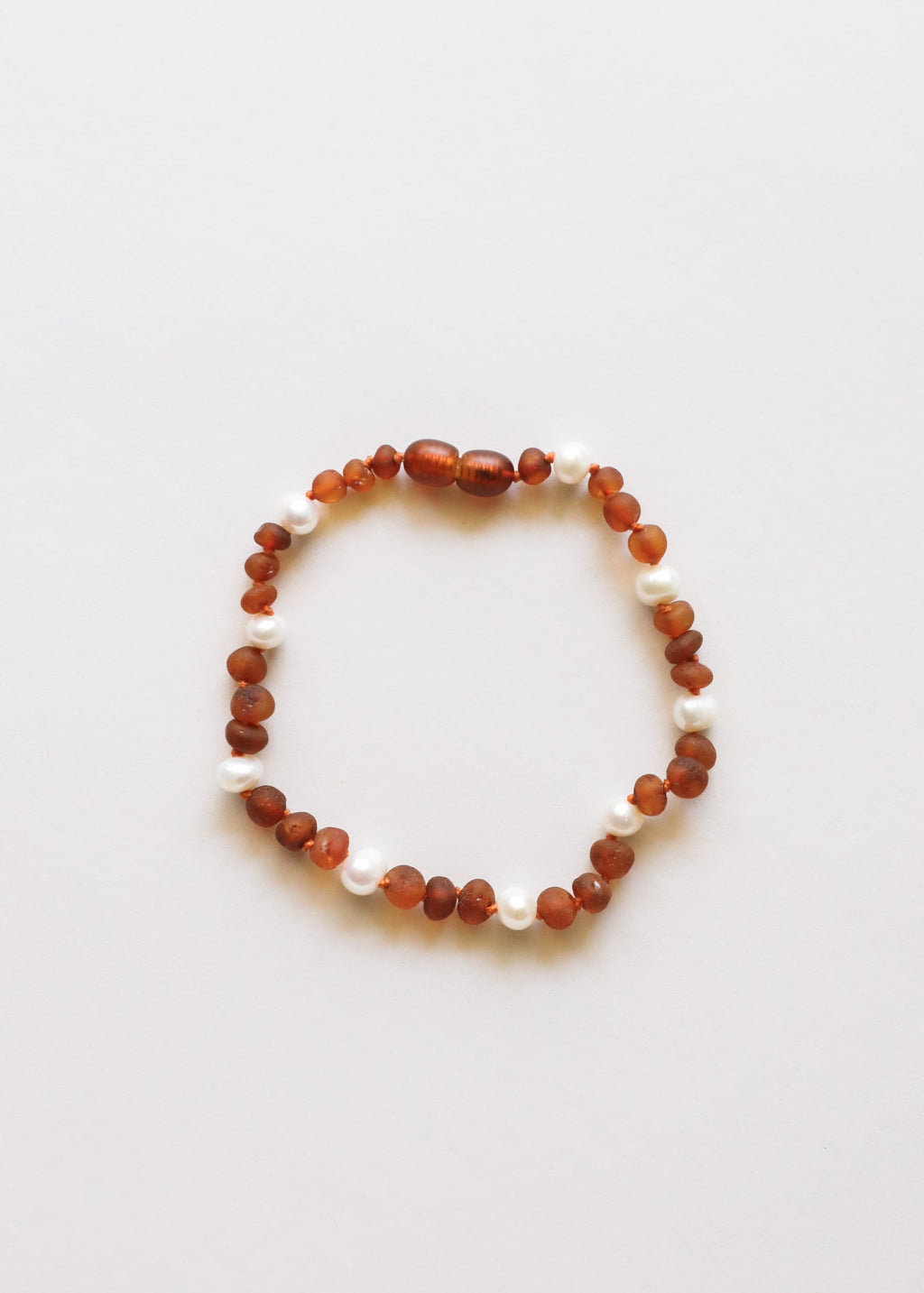CanyonLeaf Raw Cognac Baltic Amber + Pearl Halo || Anklet or Bracelet
