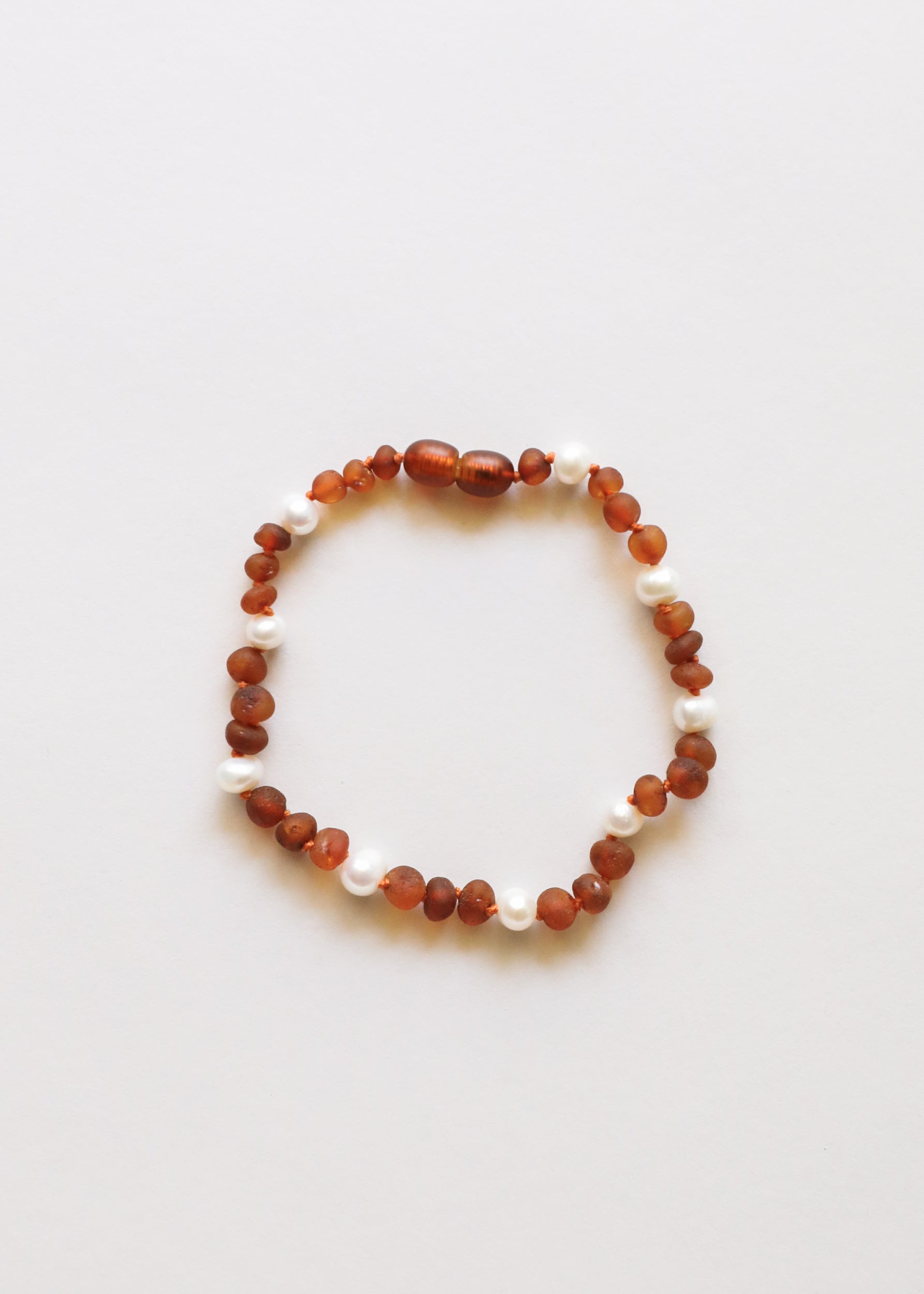 CanyonLeaf Raw Cognac Baltic Amber + Pearl Halo || Anklet or Bracelet