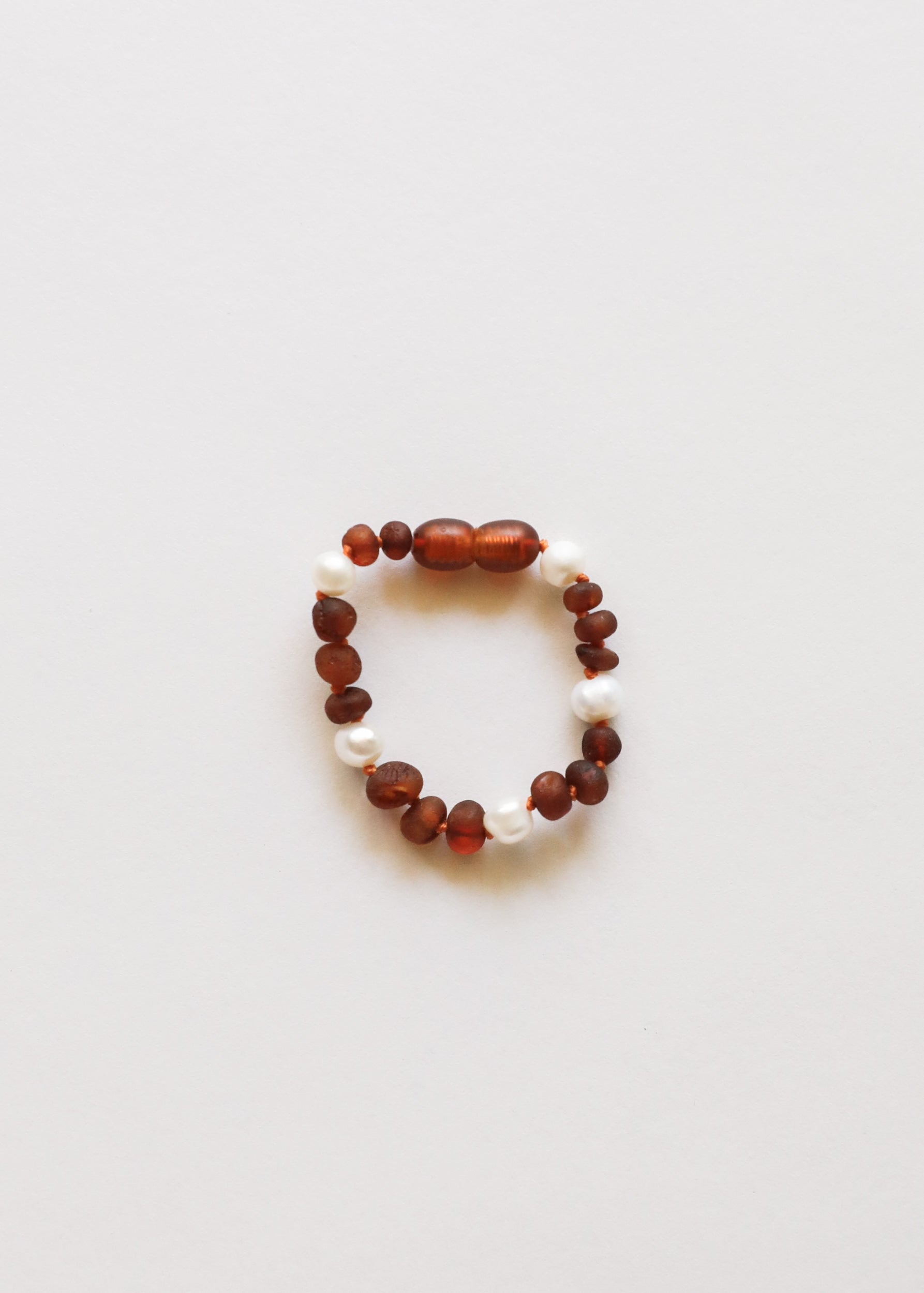 CanyonLeaf Raw Cognac Baltic Amber + Pearl Halo || Anklet or Bracelet