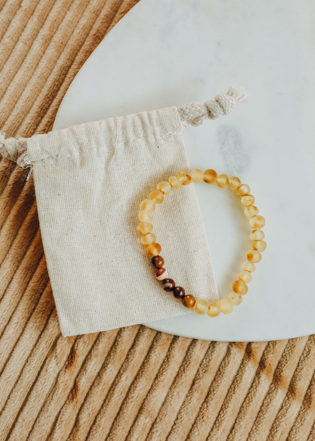 CanyonLeaf Raw Honey Baltic Amber + Mookaite Jasper || Adult Bracelet