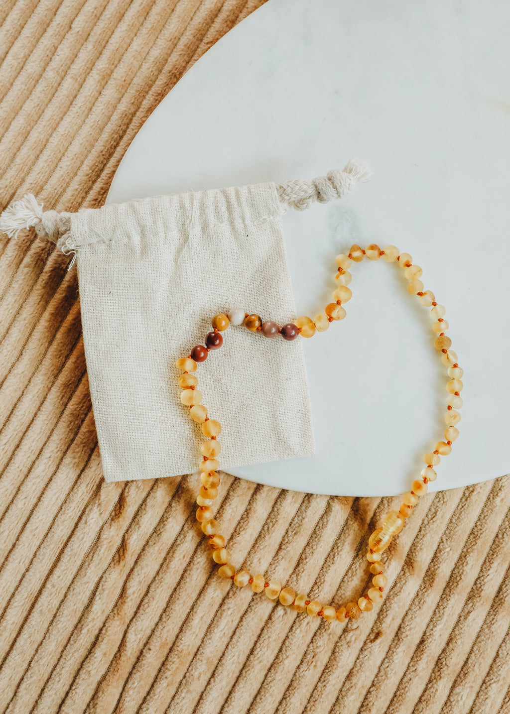 CanyonLake Raw Honey Baltic Amber + Mookaite Jasper || Necklace