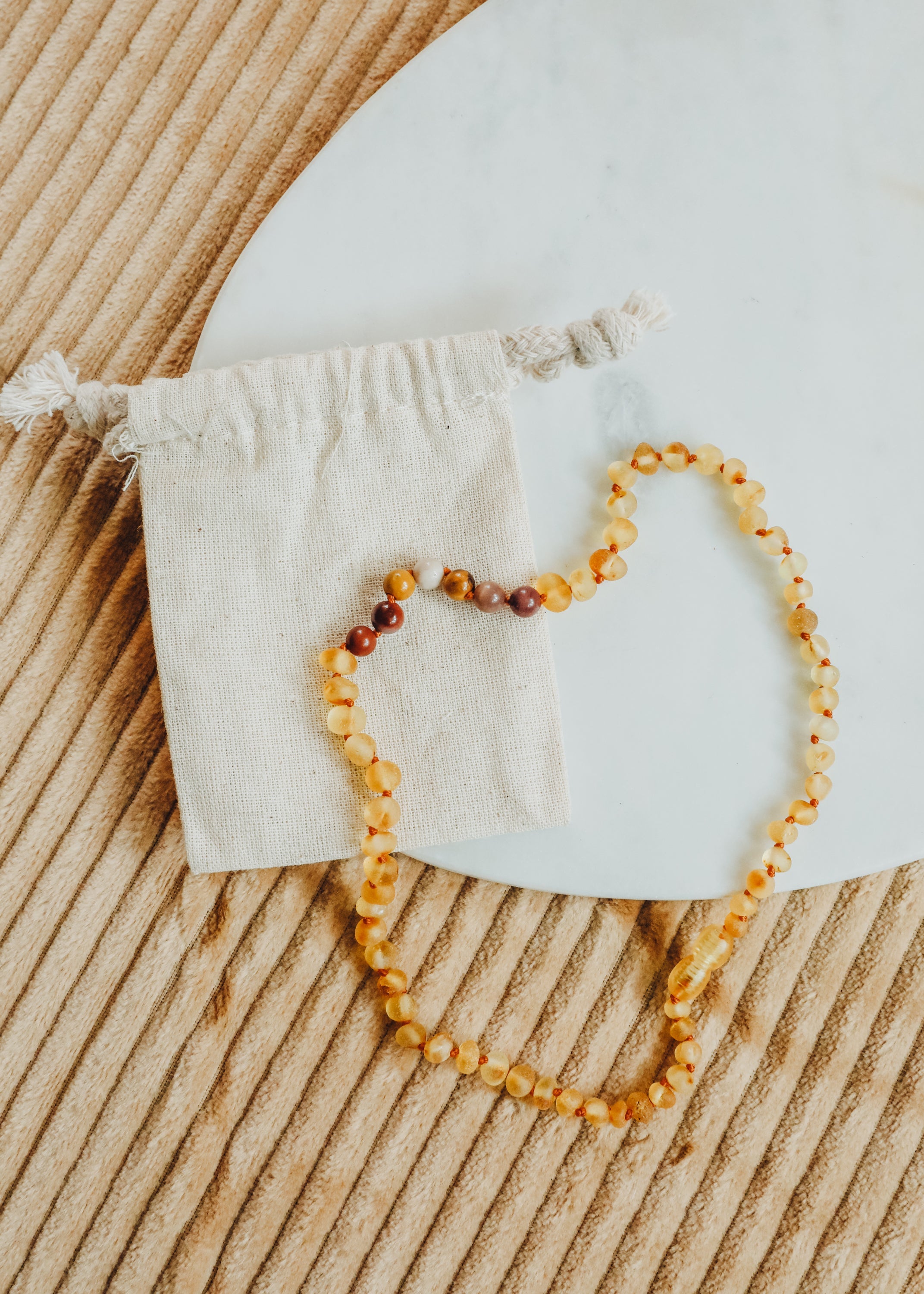 CanyonLake Raw Honey Baltic Amber + Mookaite Jasper || Necklace