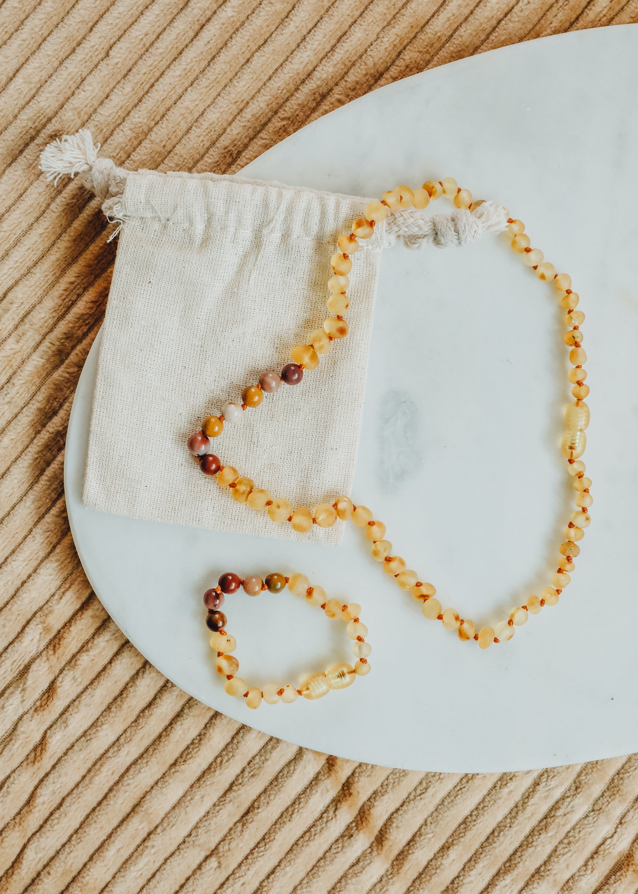 CanyonLeaf Raw Honey Baltic Amber + Mookaite Jasper || Anklet or Bracelet