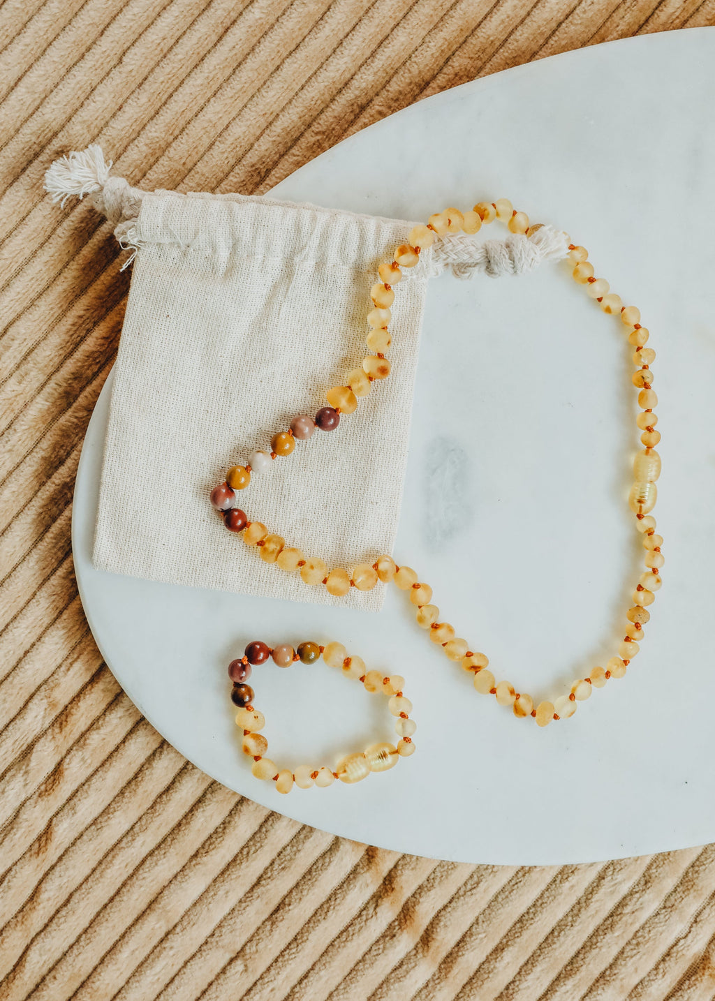 CanyonLake Raw Honey Baltic Amber + Mookaite Jasper || Necklace
