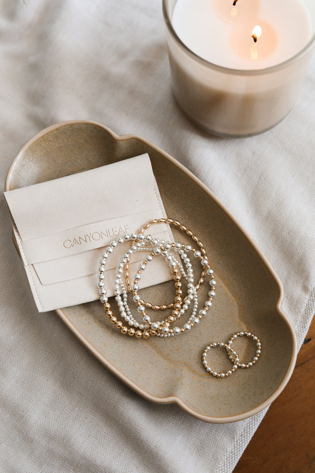CanyonLeaf Sterling Silver || Beaded Stretch Anklet or Bracelet