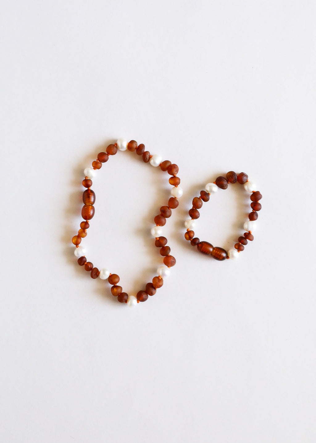 CanyonLeaf Raw Cognac Baltic Amber + Pearl Halo || Anklet or Bracelet