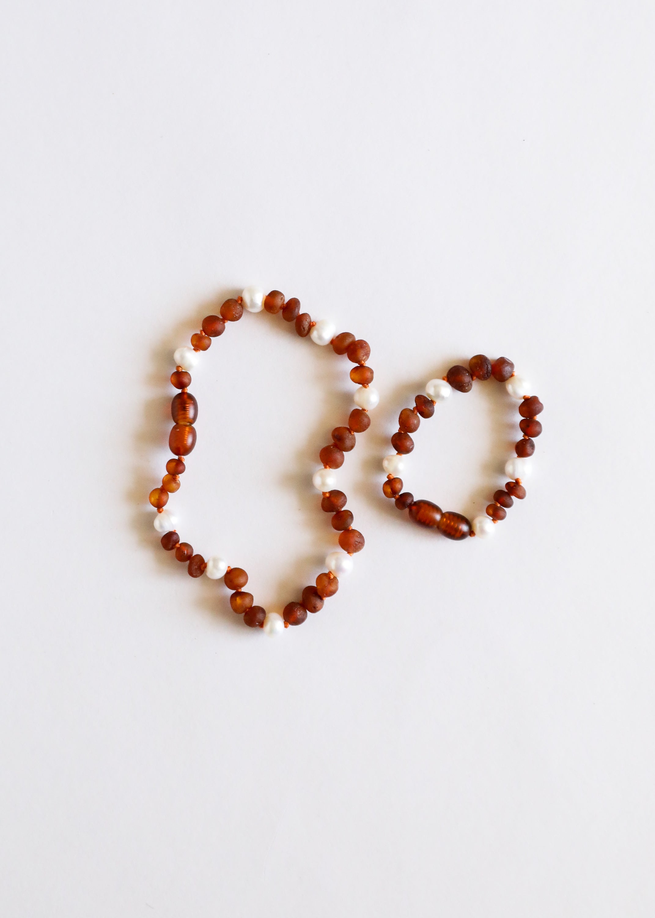CanyonLeaf Raw Cognac Baltic Amber + Pearl Halo || Anklet or Bracelet