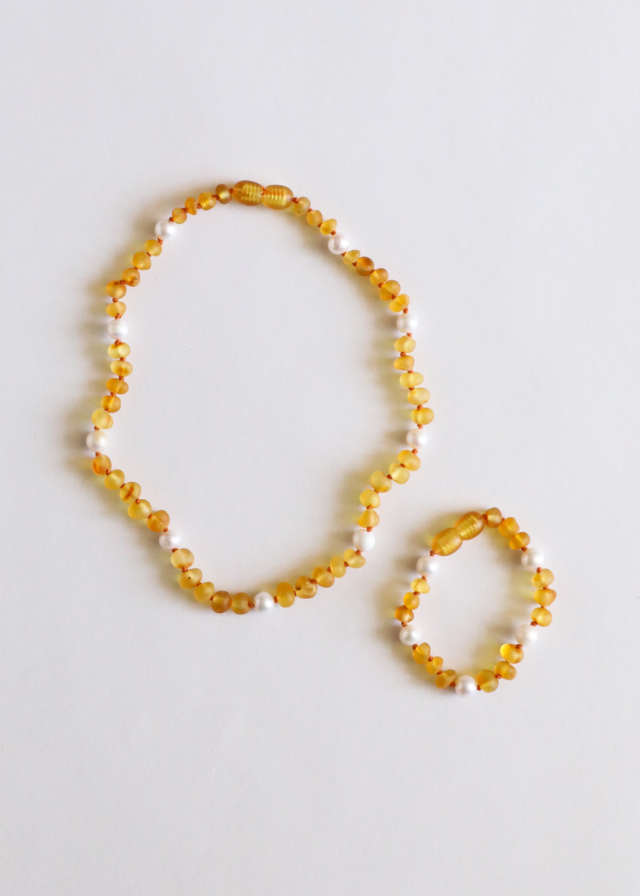 CanyonLeaf Raw Honey Baltic Amber + Pearl Halo || Necklace
