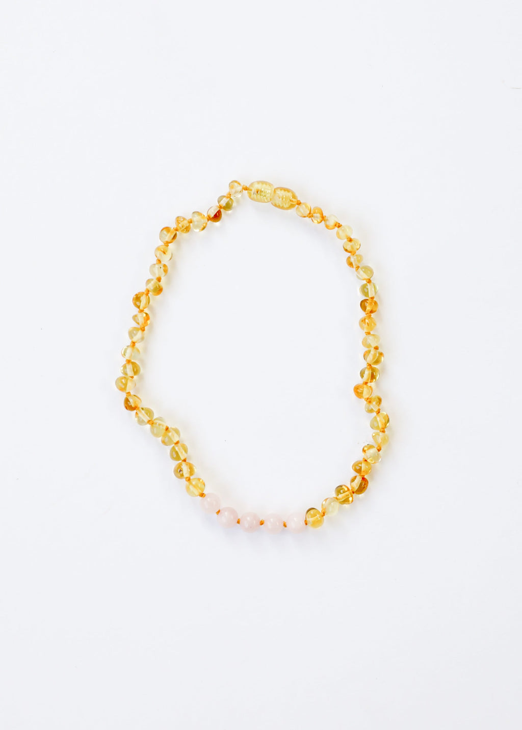 CanyonLeaf Polished Honey Baltic Amber + Rose Quartz || Necklace