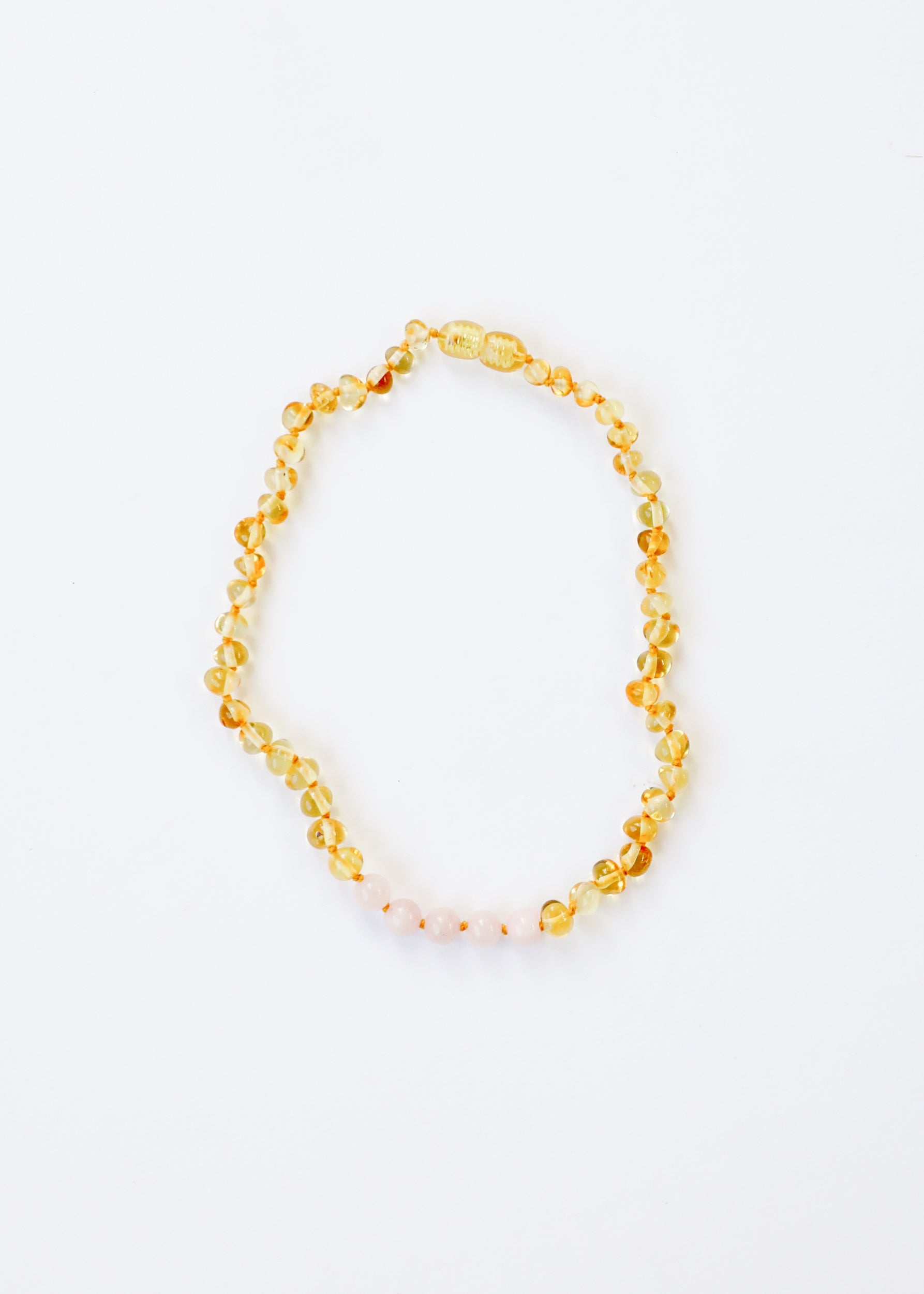 CanyonLeaf Polished Honey Baltic Amber + Rose Quartz || Necklace