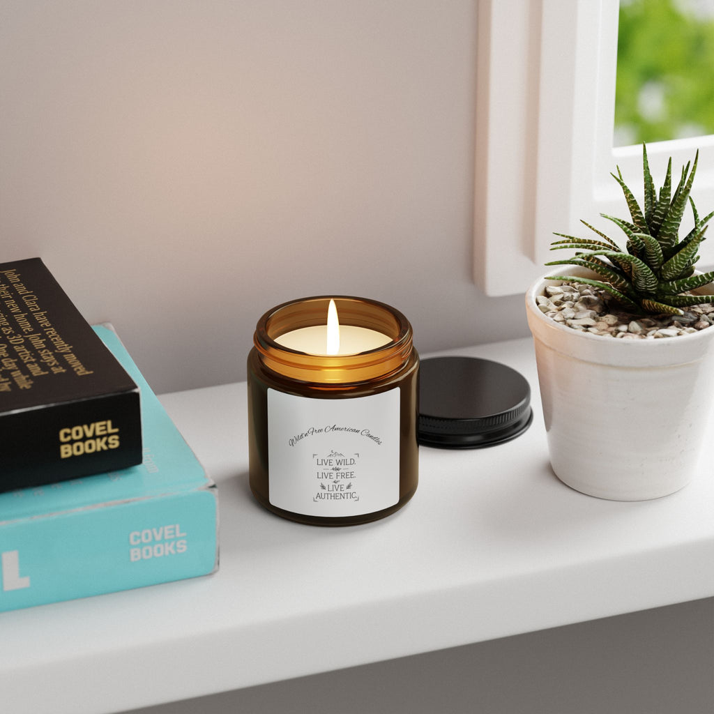 Wild'n'Free American Soy Candle Amber Jar — "Live Wild, Live Free, Live Authentic" Scented Candle