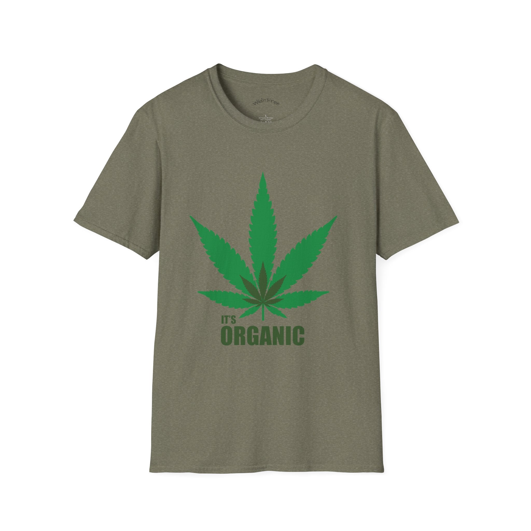 Wild'n'Free Cannabis Leaf T-Shirt – "It's Organic" Graphic Tee