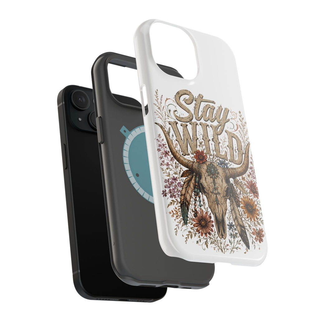 Stay Wild Phone Case — Boho Skull Floral Magnetic Impact-Resistant Case -Wild'n'Free American Exclusive!
