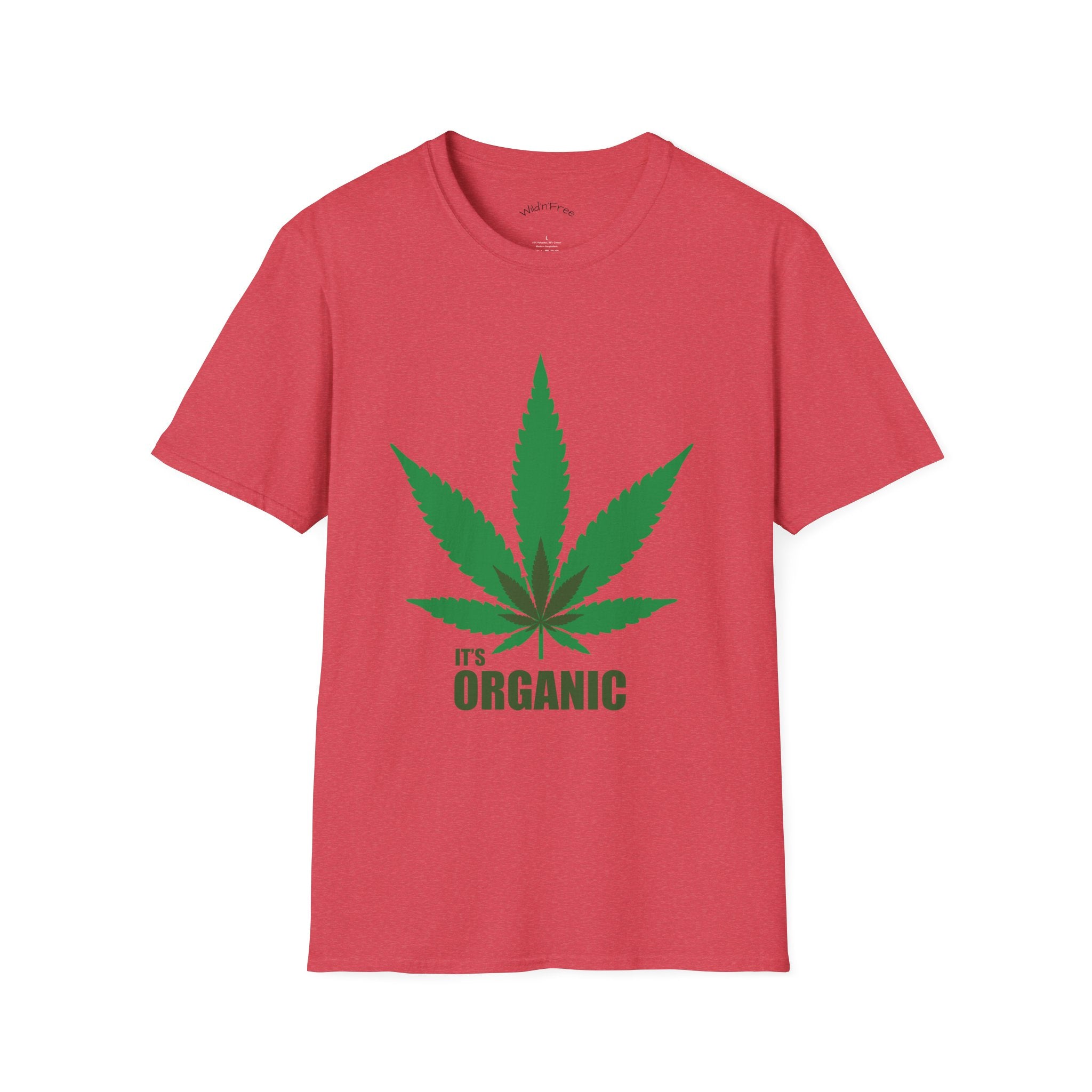Wild'n'Free Cannabis Leaf T-Shirt – "It's Organic" Graphic Tee