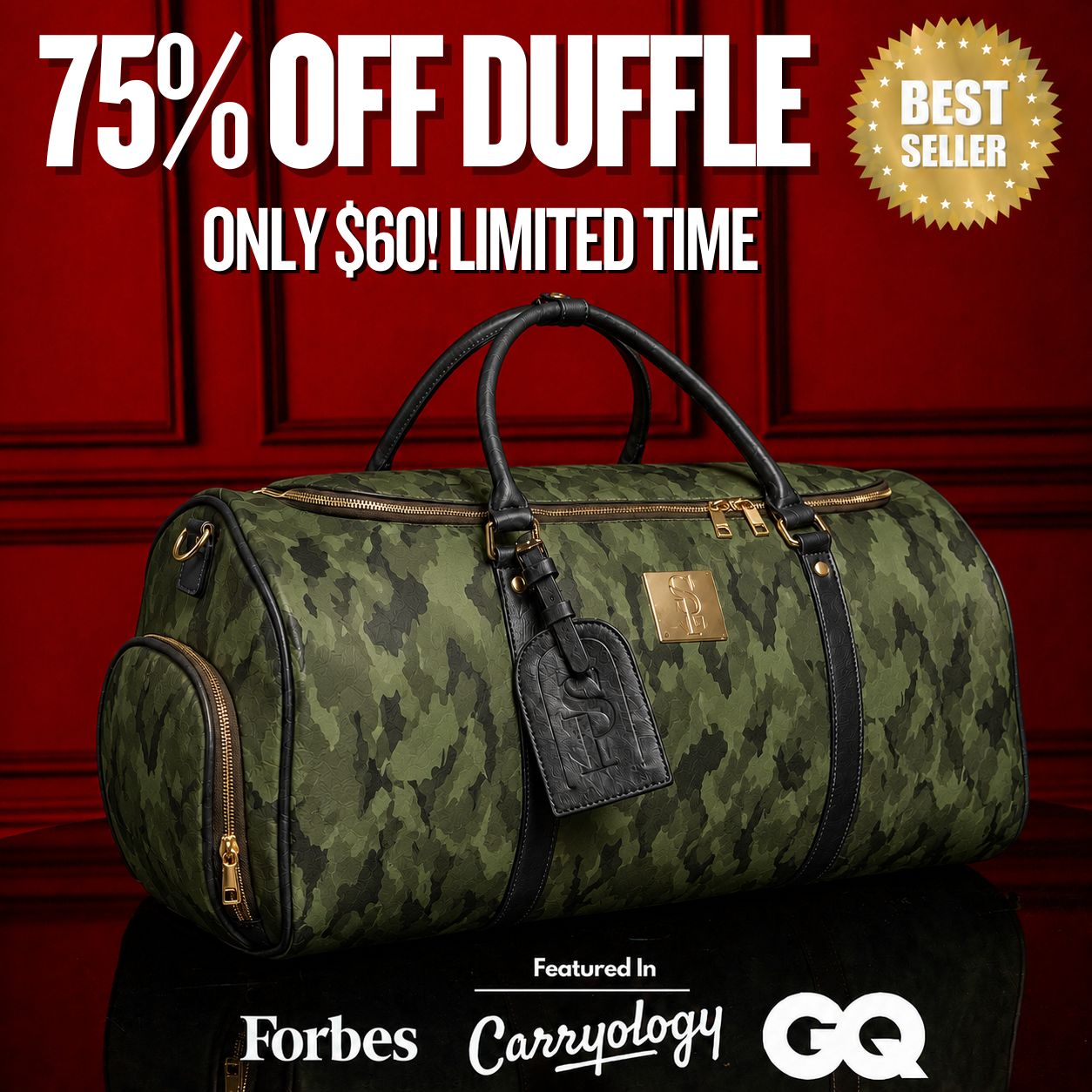 Green Camo Weekender Duffle Bag (FLASH SALE)