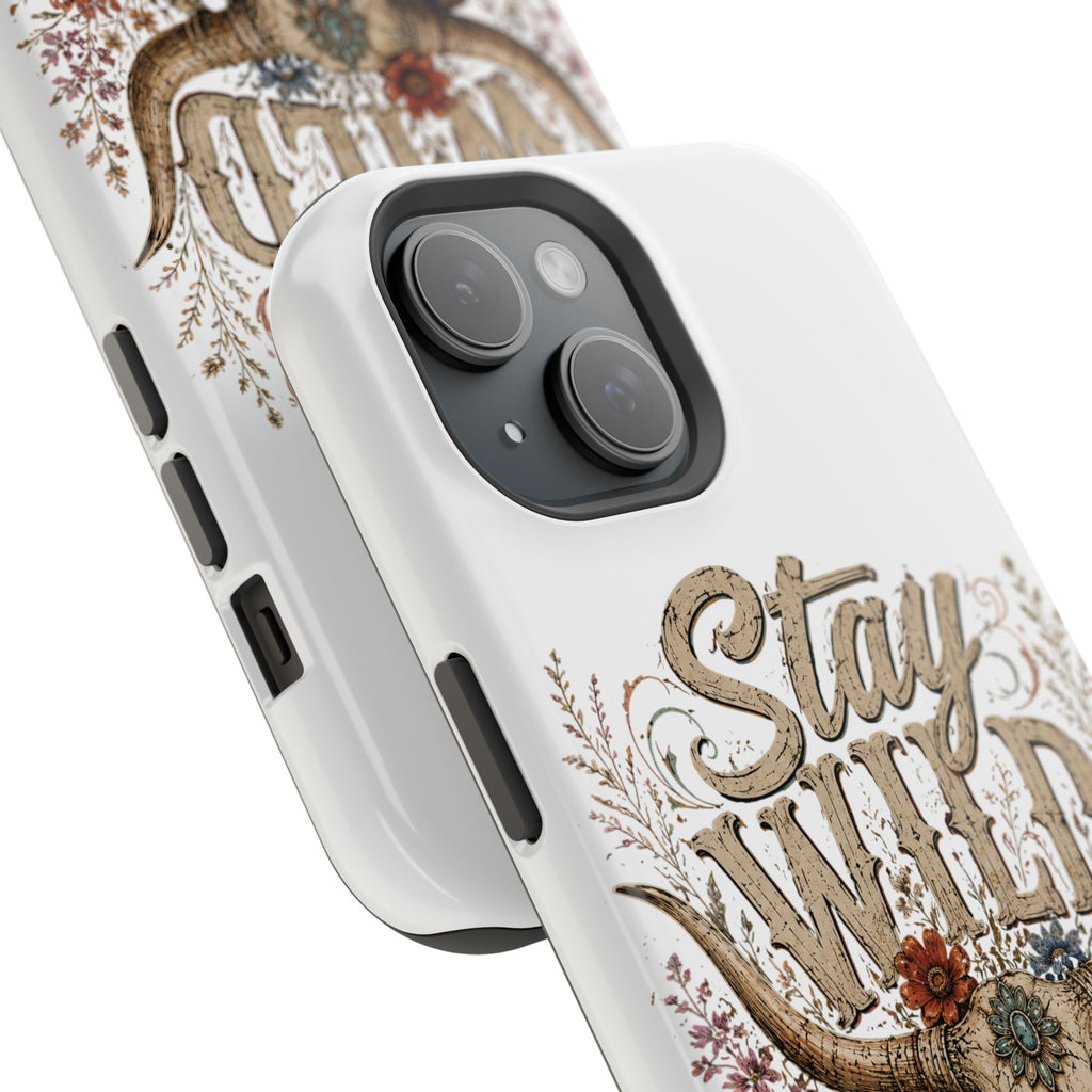 Stay Wild Phone Case — Boho Skull Floral Magnetic Impact-Resistant Case -Wild'n'Free American Exclusive!