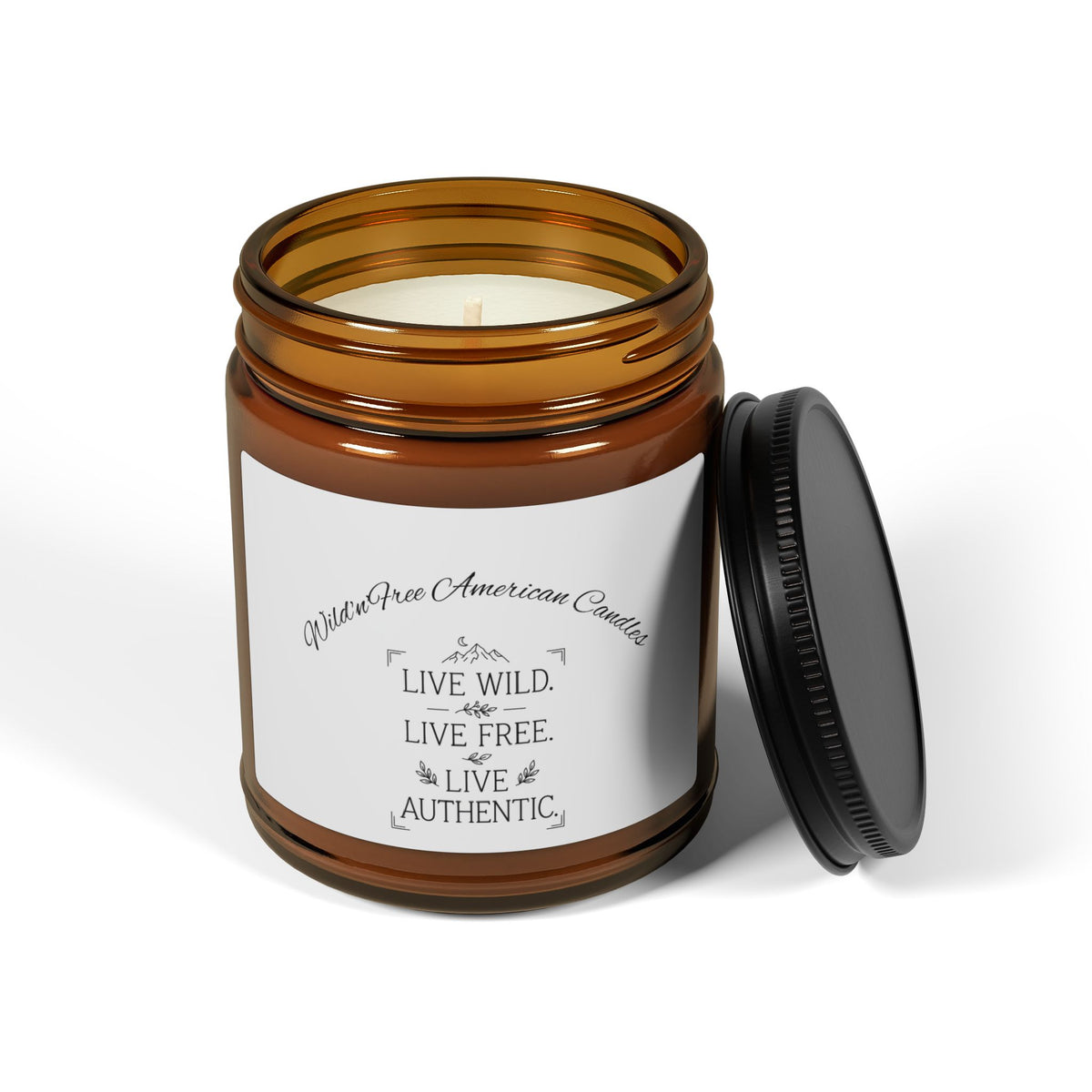 Wild'n'Free American Soy Candle Amber Jar — "Live Wild, Live Free, Live Authentic" Scented Candle