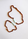 CanyonLeaf Raw Cognac Baltic Amber + Amazonite || Necklace Set