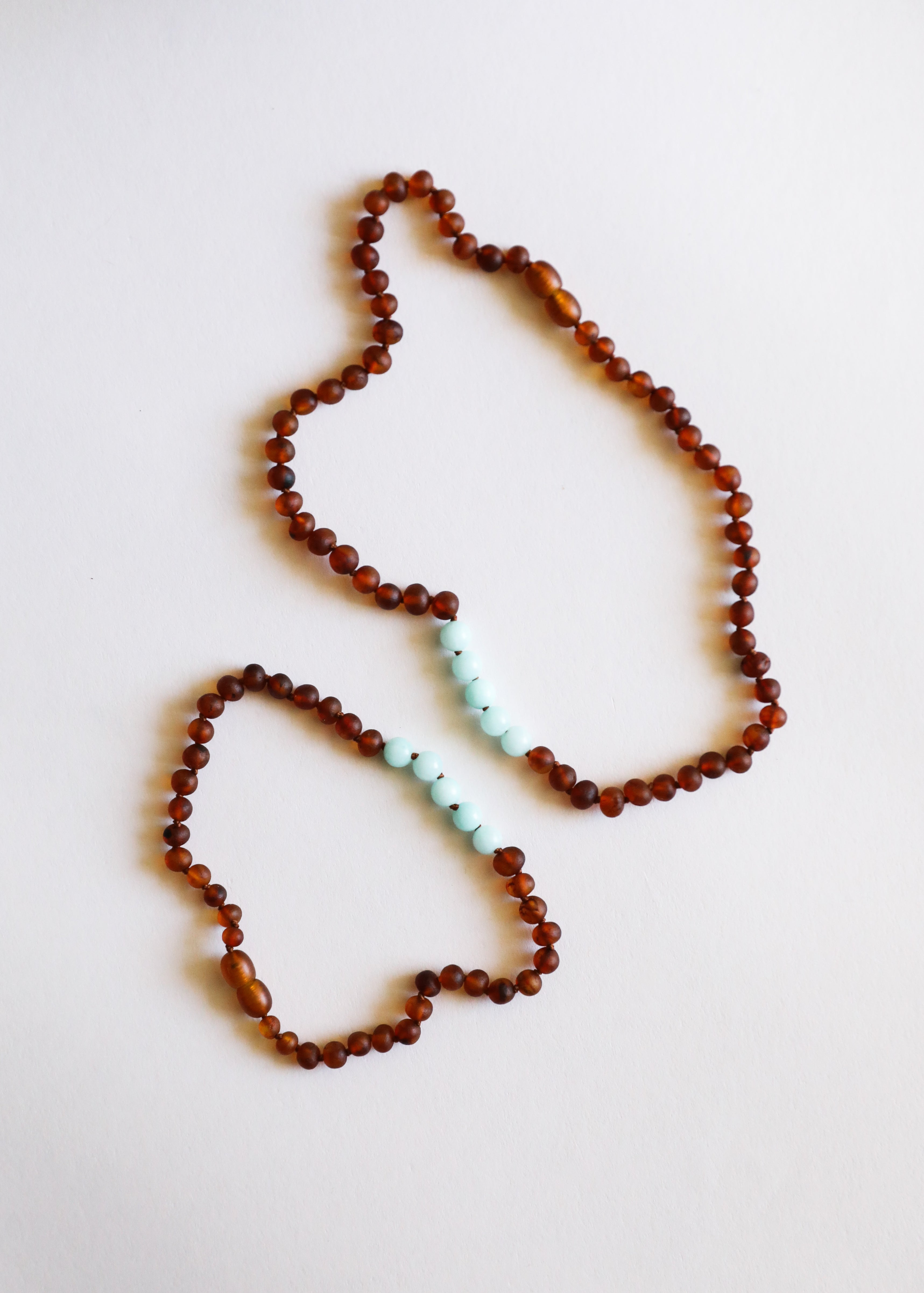 CanyonLeaf Raw Cognac Baltic Amber + Amazonite || Necklace Set
