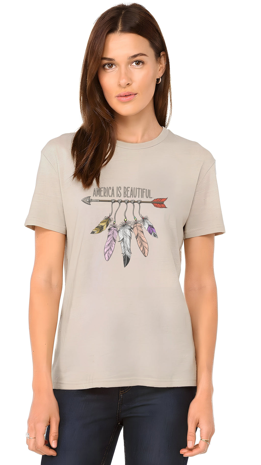 Arrow & Feathers Womens Graphic T-shirt America The Beautiful®