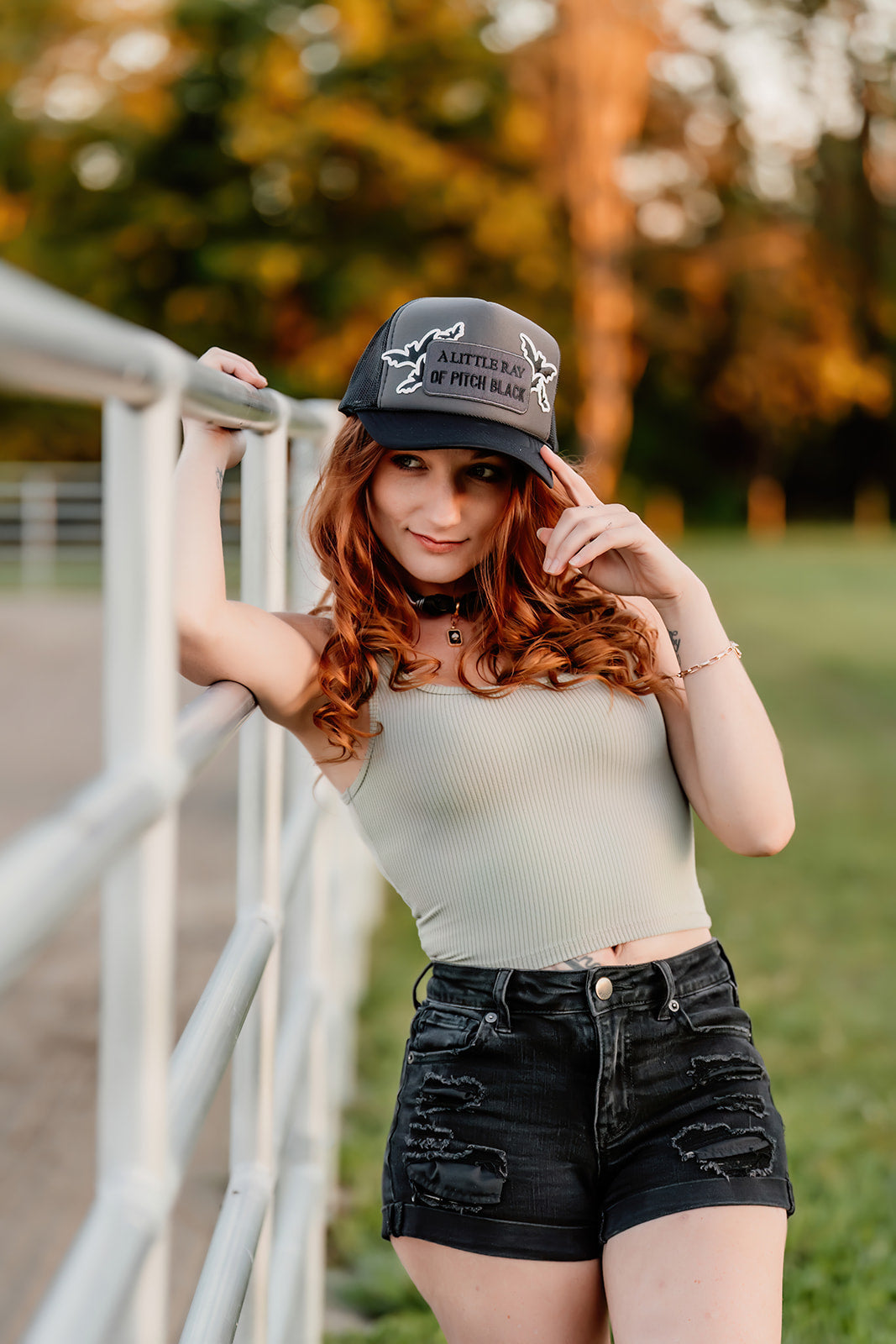 A Little Ray Of Pitch Black - Embroidered  Patch on Trucker Hat
