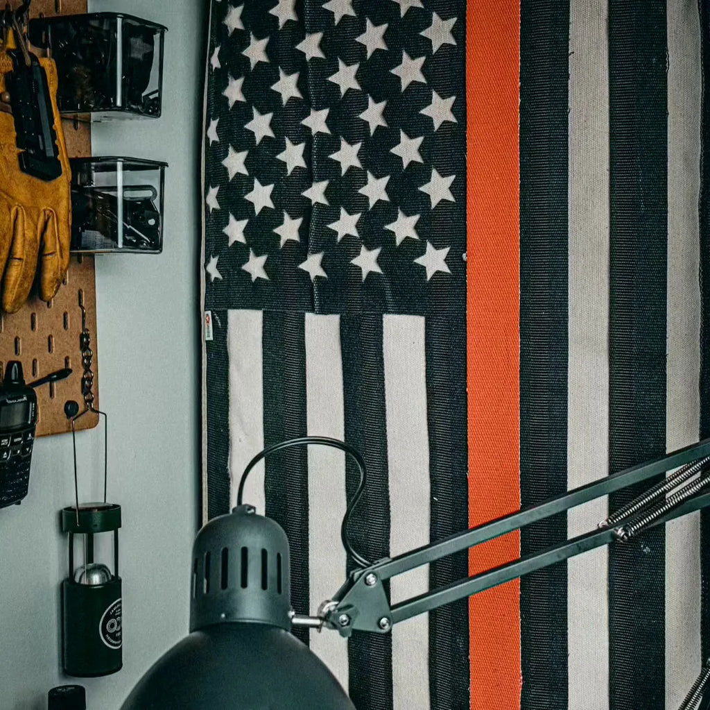 Recycled Firefighter American Flag - Fire Hose - Thin Red Line